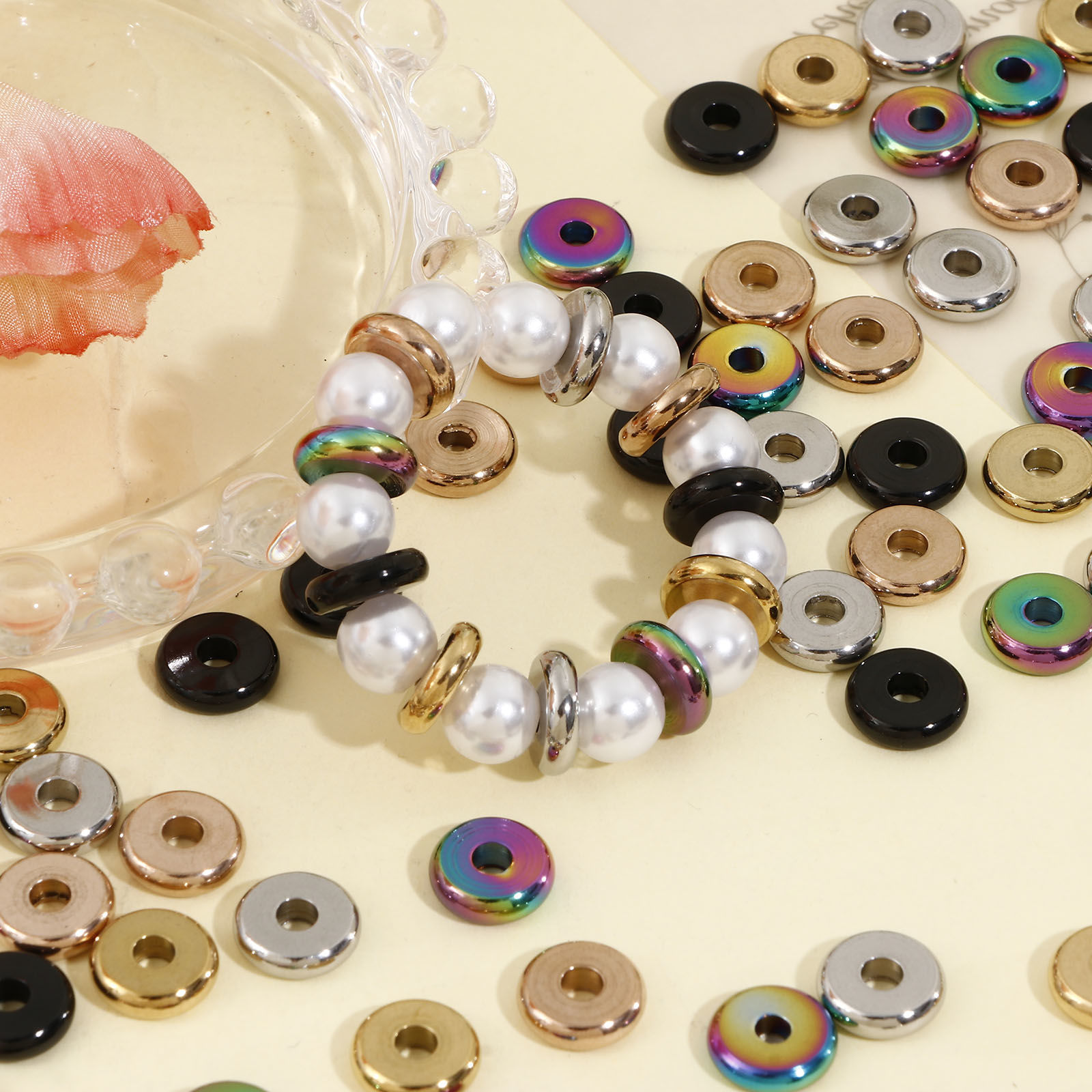 Bild von 304 Edelstahl Perlen für die DIY-Schmuckherstellung Disc 10 Stück