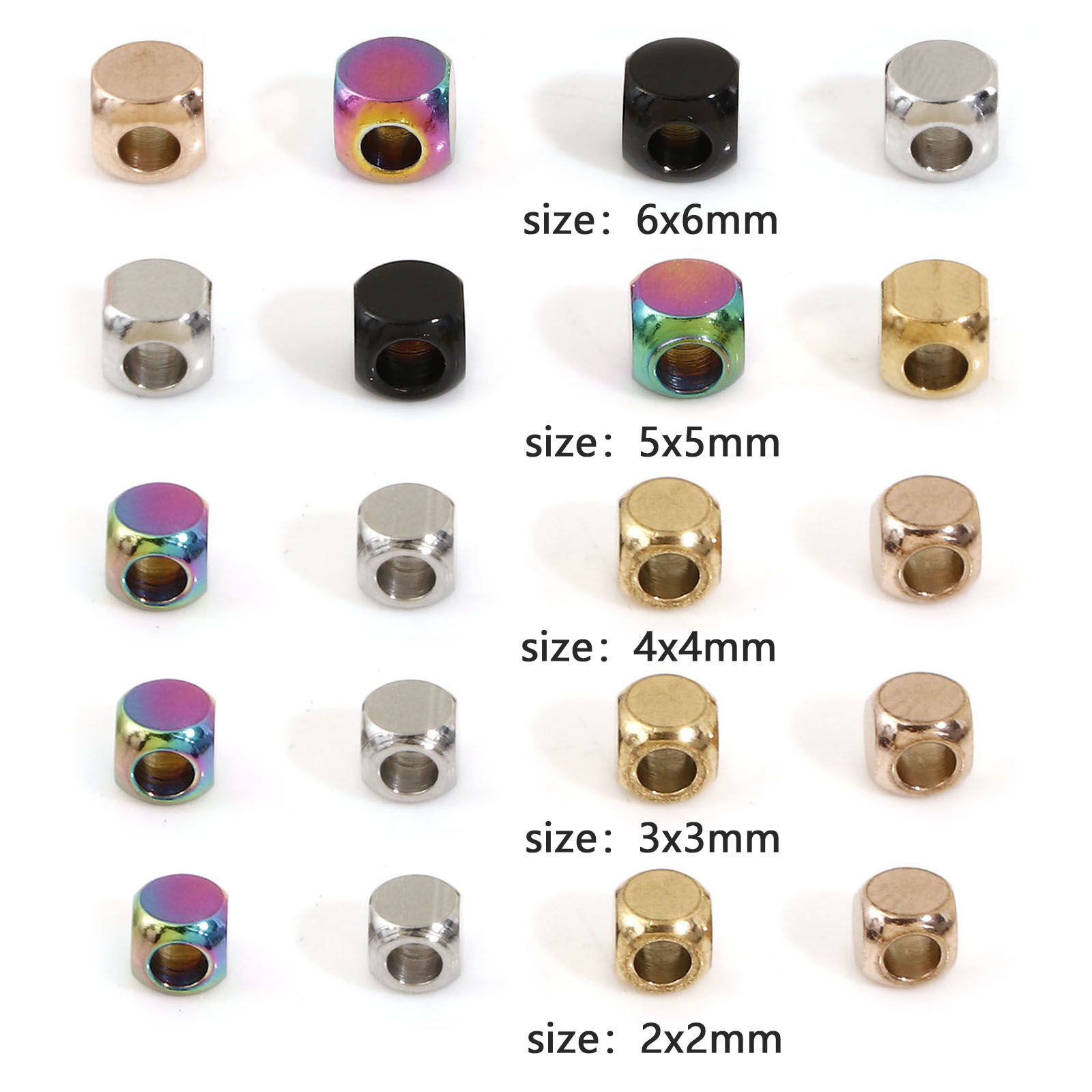 Picture of 304 Stainless Steel Beads For DIY Jewelry Making Cube
