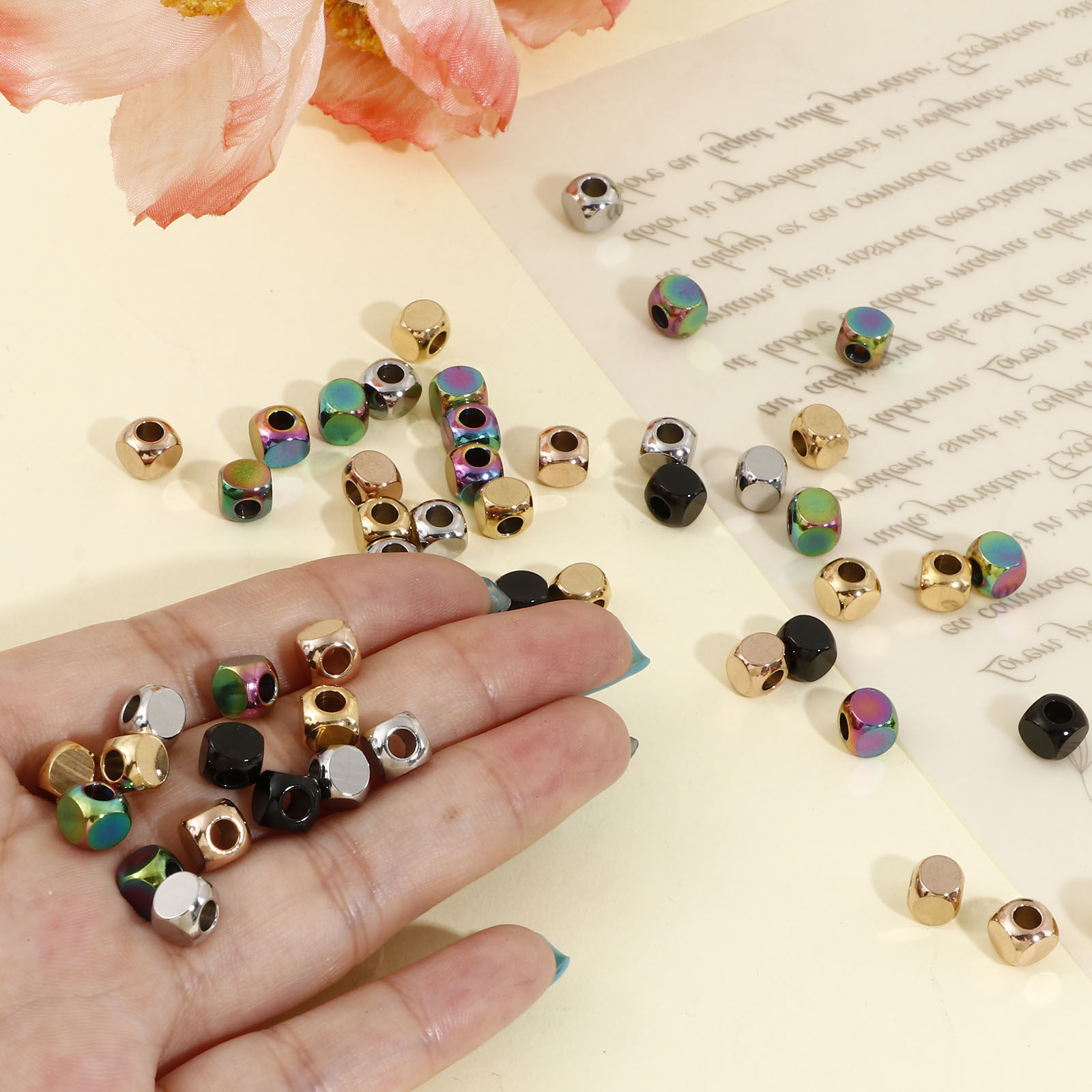 Picture of 304 Stainless Steel Beads For DIY Jewelry Making Cube