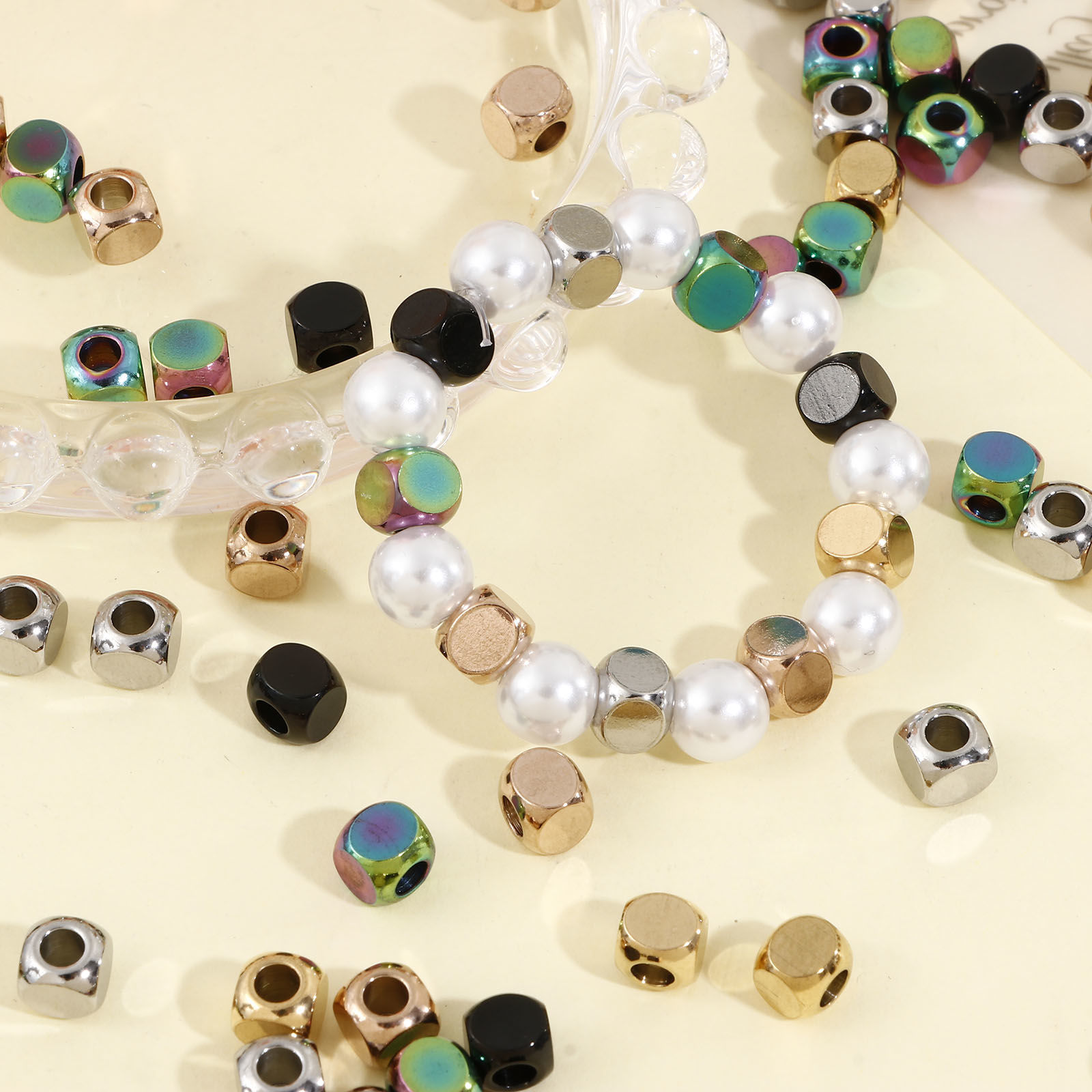 Picture of 304 Stainless Steel Beads For DIY Jewelry Making Cube