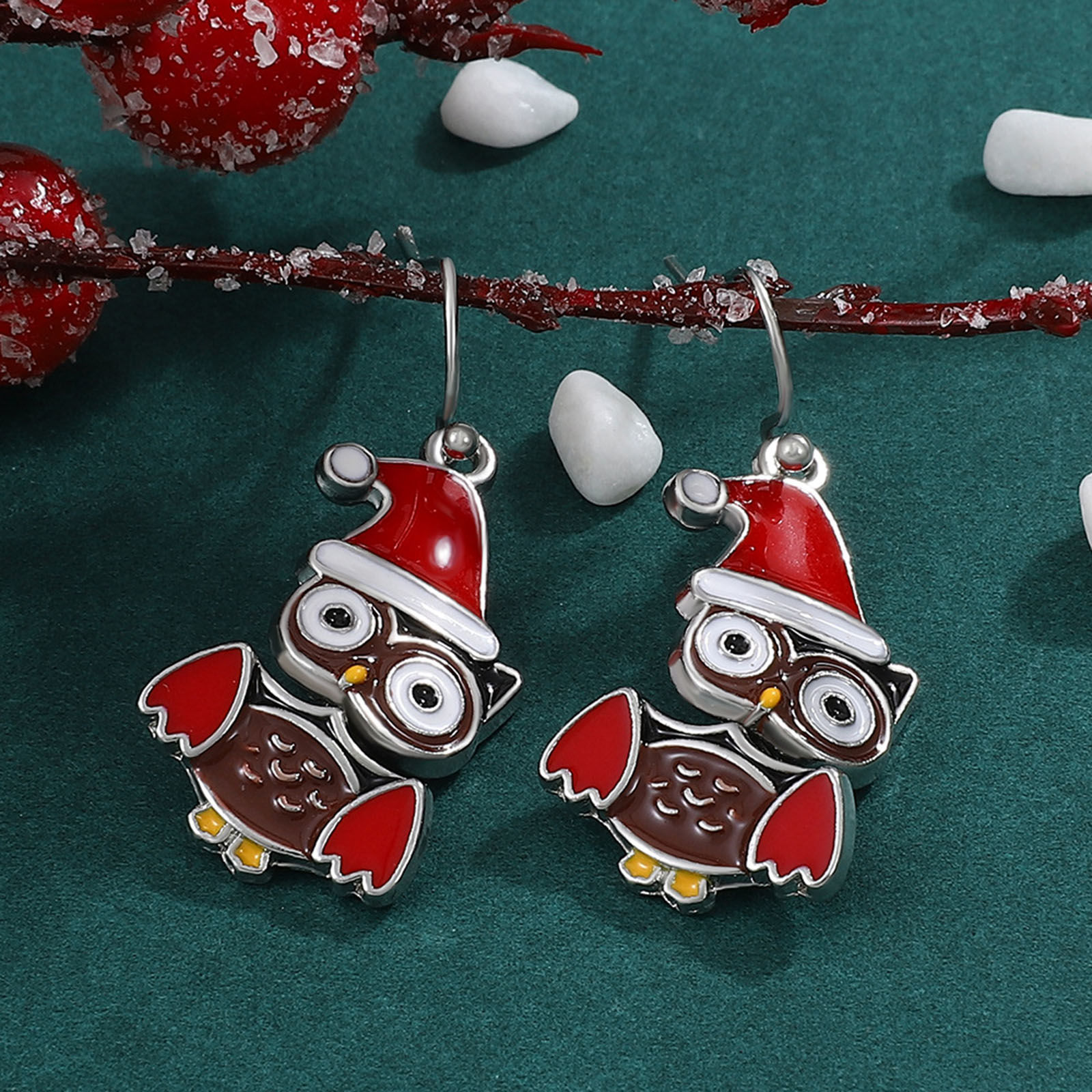 Imagen de Elegante Pendientes Chapado en Oro Bastón de Caramelo de Navidad Campana 1 Par