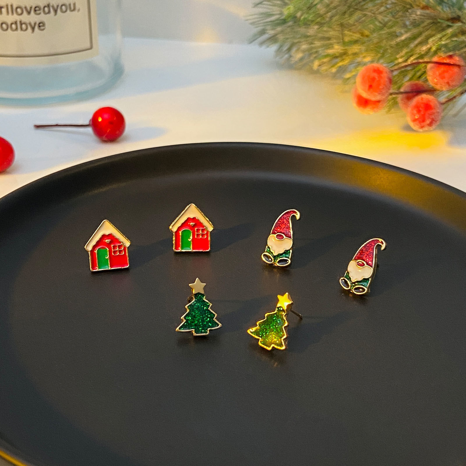 Picture of Stylish Earrings Gold Plated Bell Christmas Santa Claus