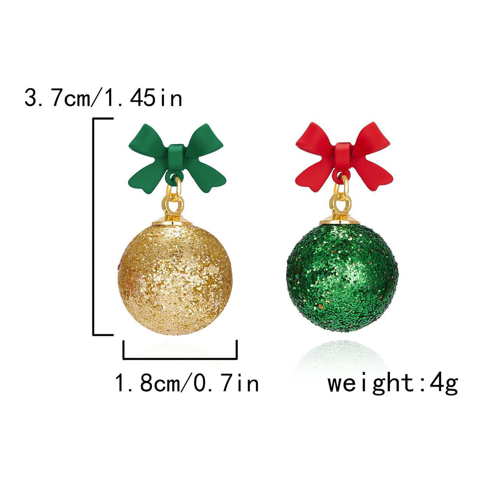 Picture of Resin Christmas Asymmetric Earrings Multicolor Ball Bowknot Glitter