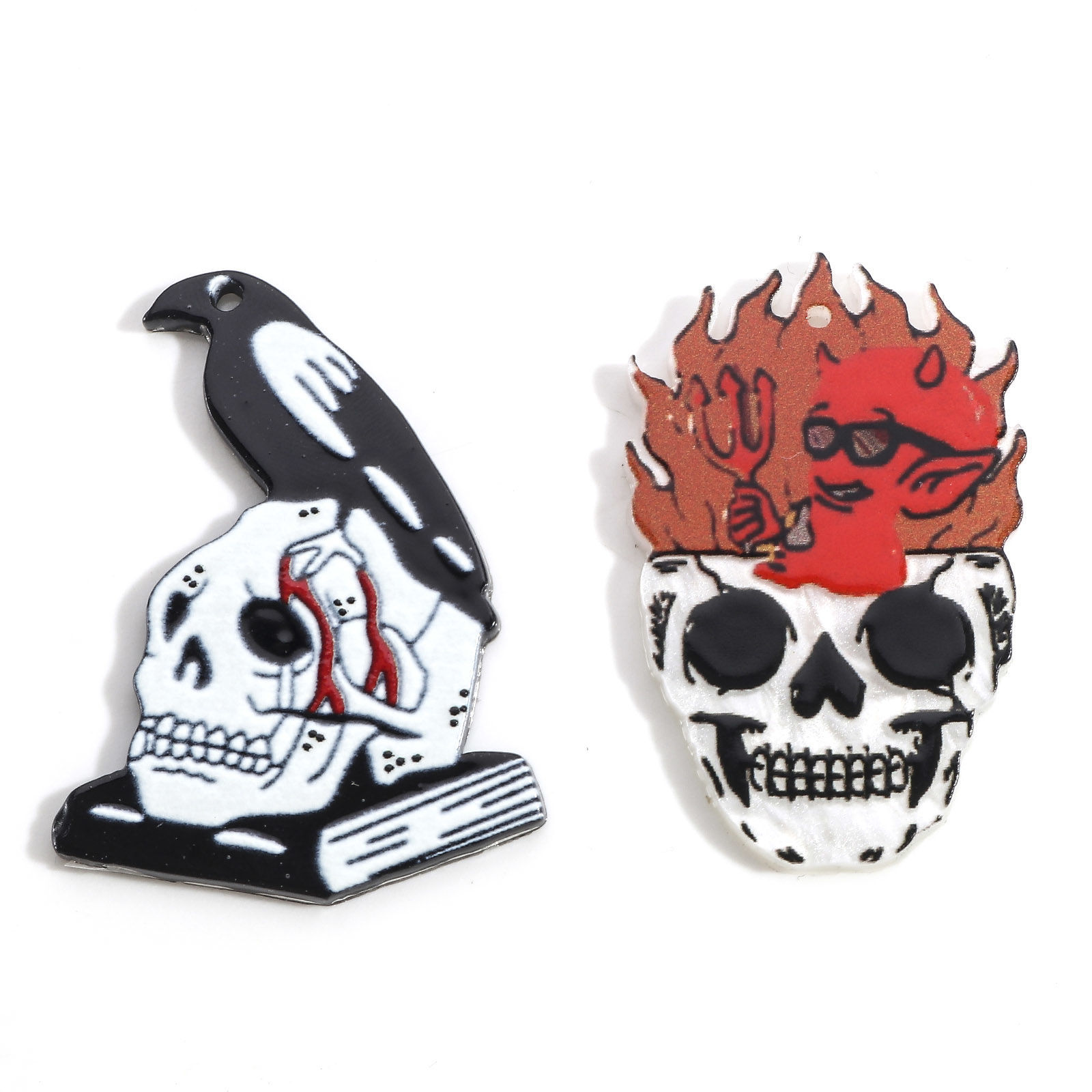 Picture of Acrylic Halloween Pendants Skull Multicolor