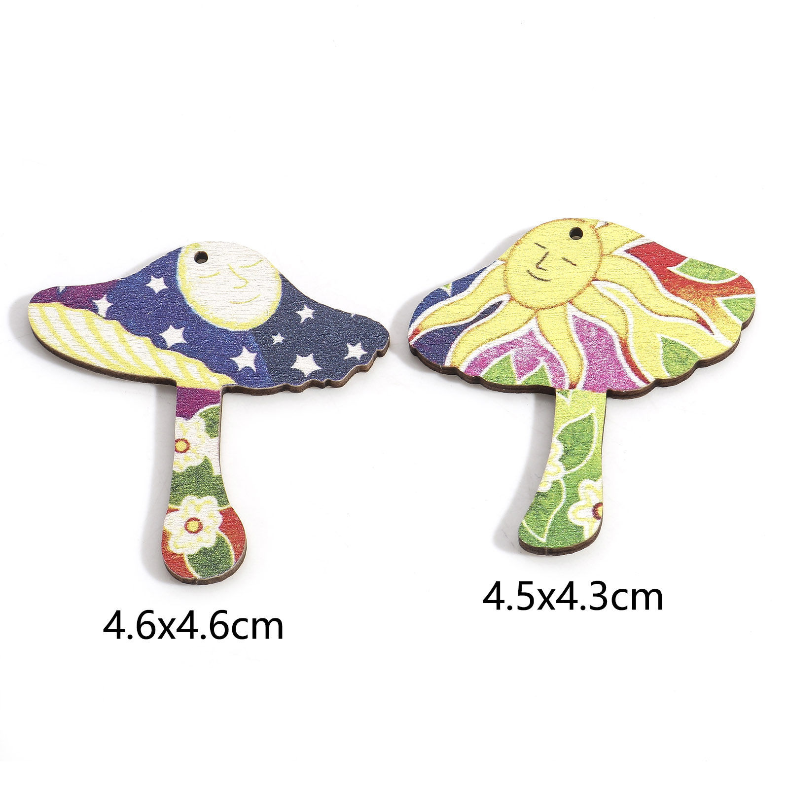 Immagine di Legno Ciondoli Multicolore Fungo 5 Pz