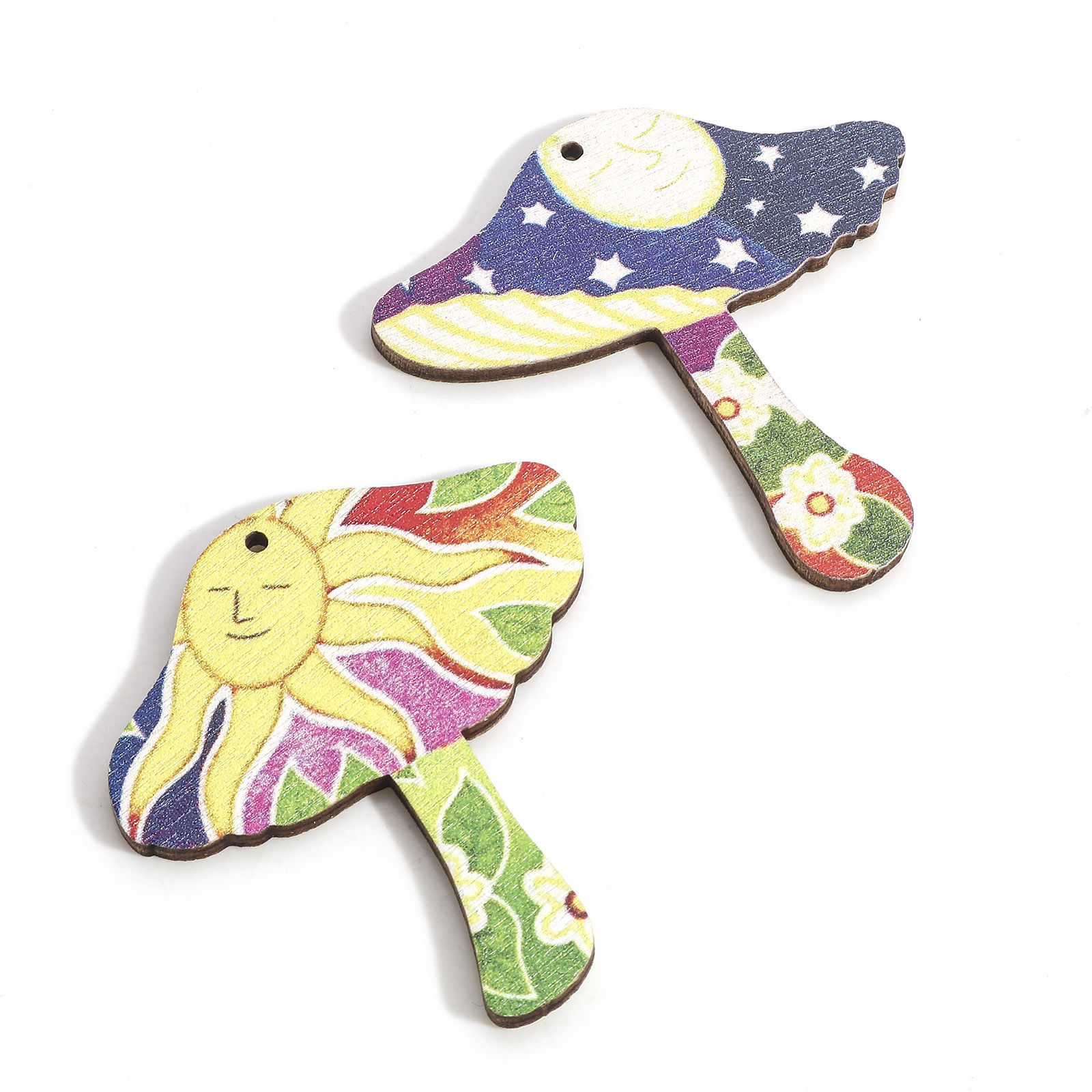 Immagine di Legno Ciondoli Multicolore Fungo 5 Pz