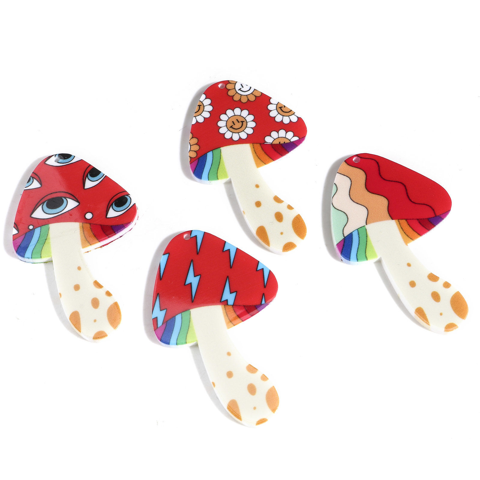 Imagen de Acrílico Colgantes Seta Multicolor 5.4cm x 3.3cm, 5 Unidades