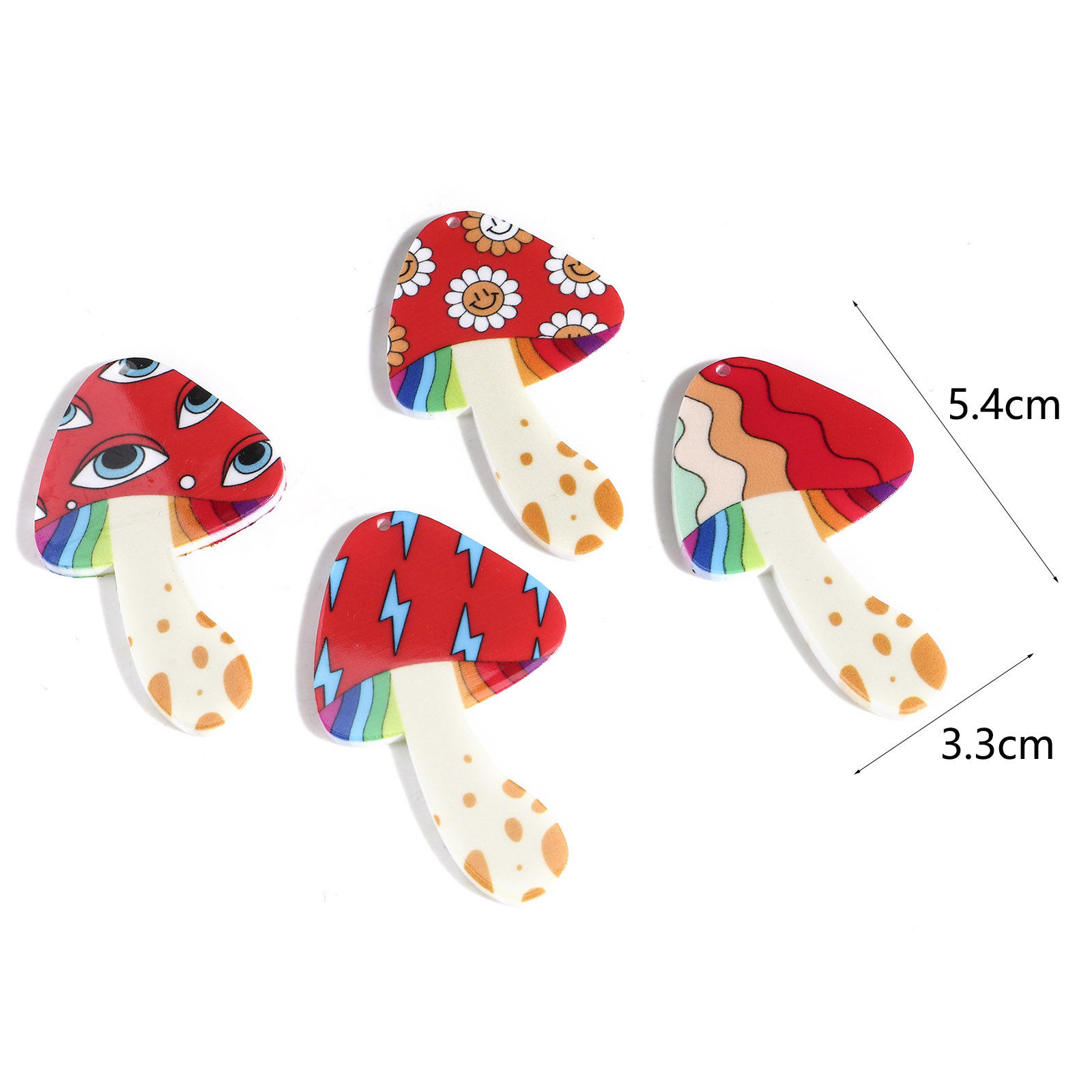 Imagen de Acrílico Colgantes Seta Multicolor 5.4cm x 3.3cm, 5 Unidades