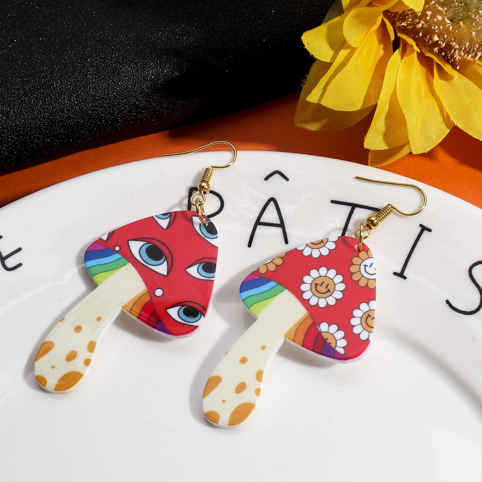 Imagen de Acrílico Colgantes Seta Multicolor 5.4cm x 3.3cm, 5 Unidades