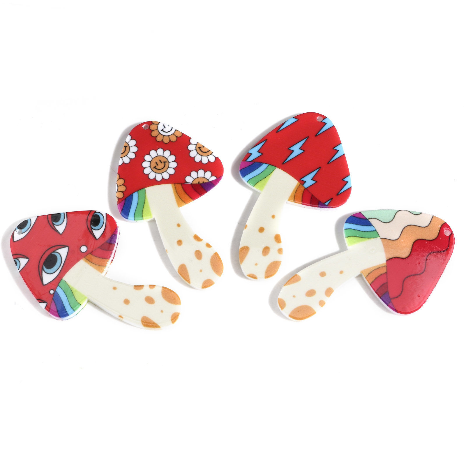 Imagen de Acrílico Colgantes Seta Multicolor 5.4cm x 3.3cm, 5 Unidades