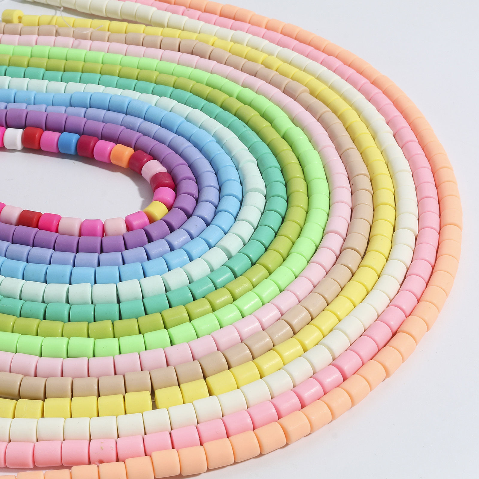 Picture of Polymer Clay Beads For DIY Jewelry Making Cylinder Multicolor About 6mm x 6mm