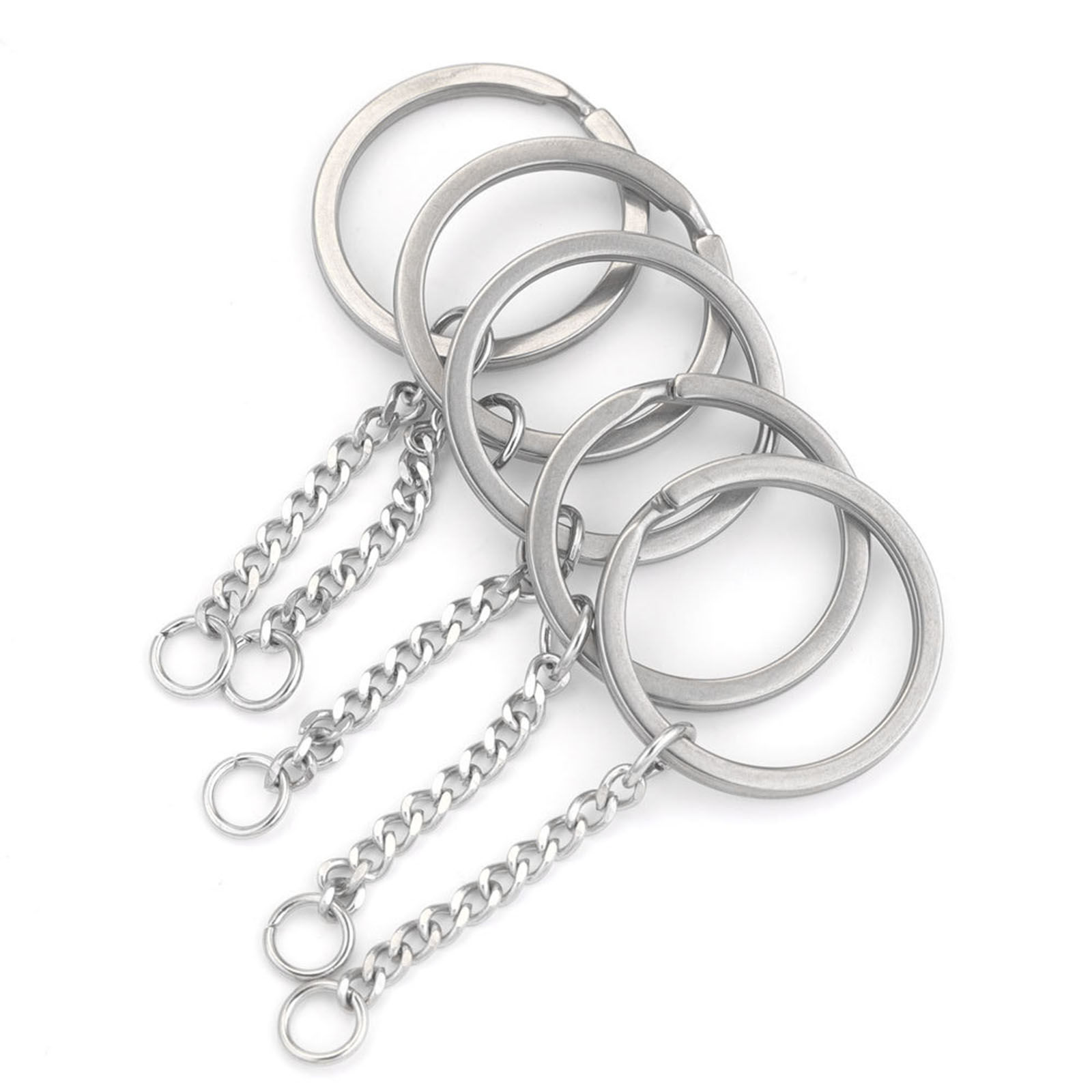 Picture of 304 Stainless Steel Keychain & Keyring Round Silver Tone 30mm Dia.