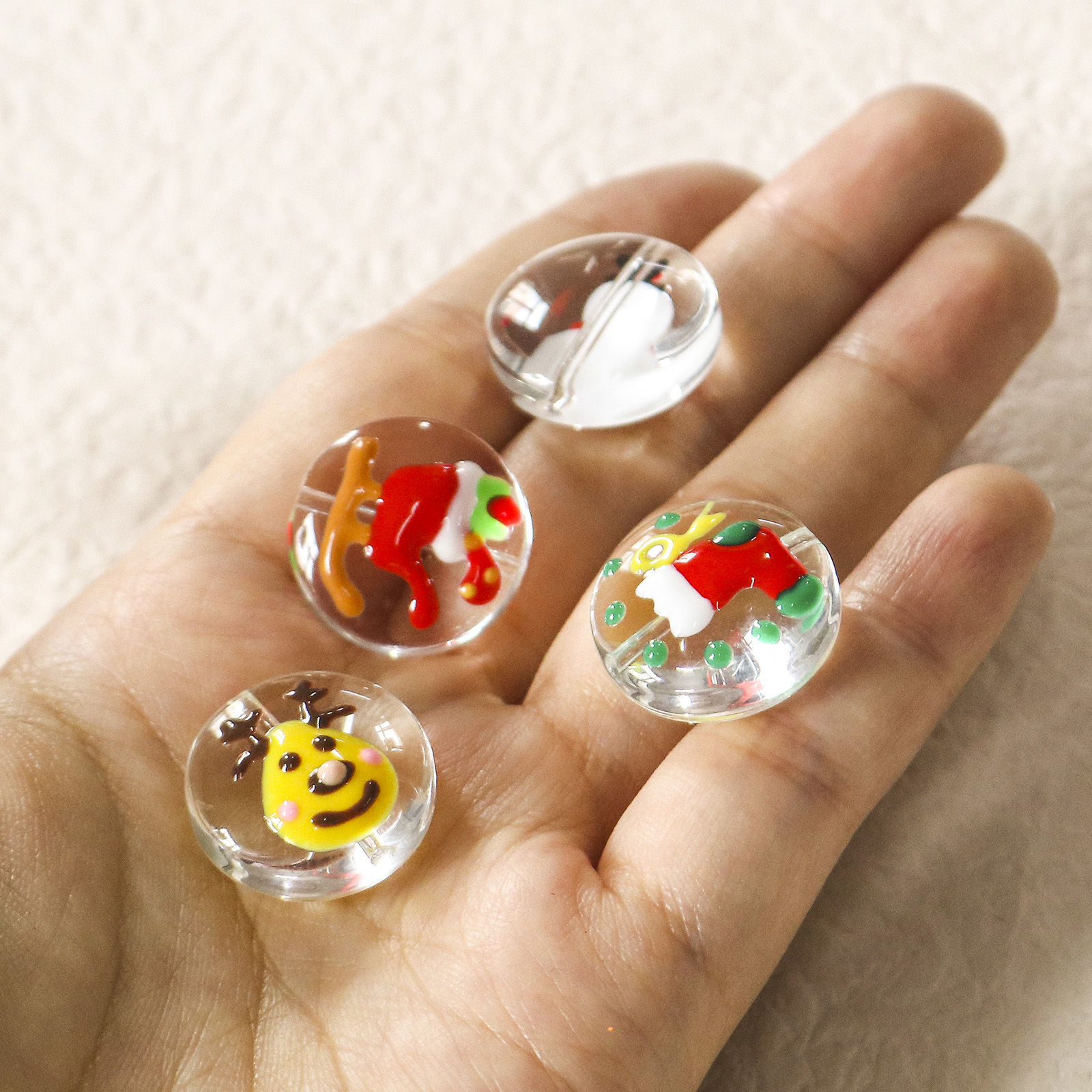 Imagen de Vidrio Cuentas para la Fabricación de Joyas con Dijes de Bricolaje Ronda, Multicolor Cascabel Navidad Aprox 20mm Diámetro, Agujero: Aprox 1.5mm, 2 Unidades