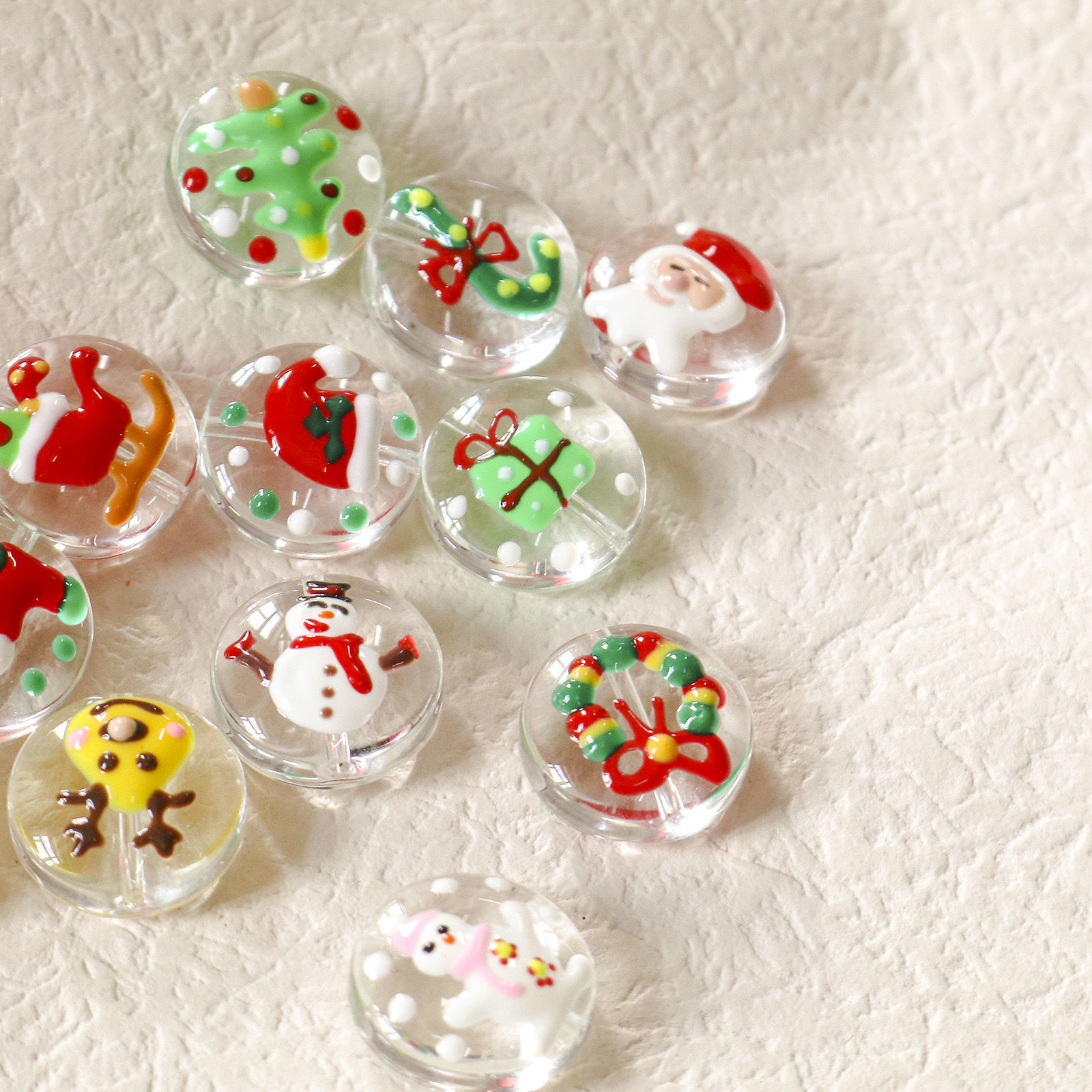 Imagen de Vidrio Cuentas para la Fabricación de Joyas con Dijes de Bricolaje Ronda, Multicolor Cascabel Navidad Aprox 20mm Diámetro, Agujero: Aprox 1.5mm, 2 Unidades