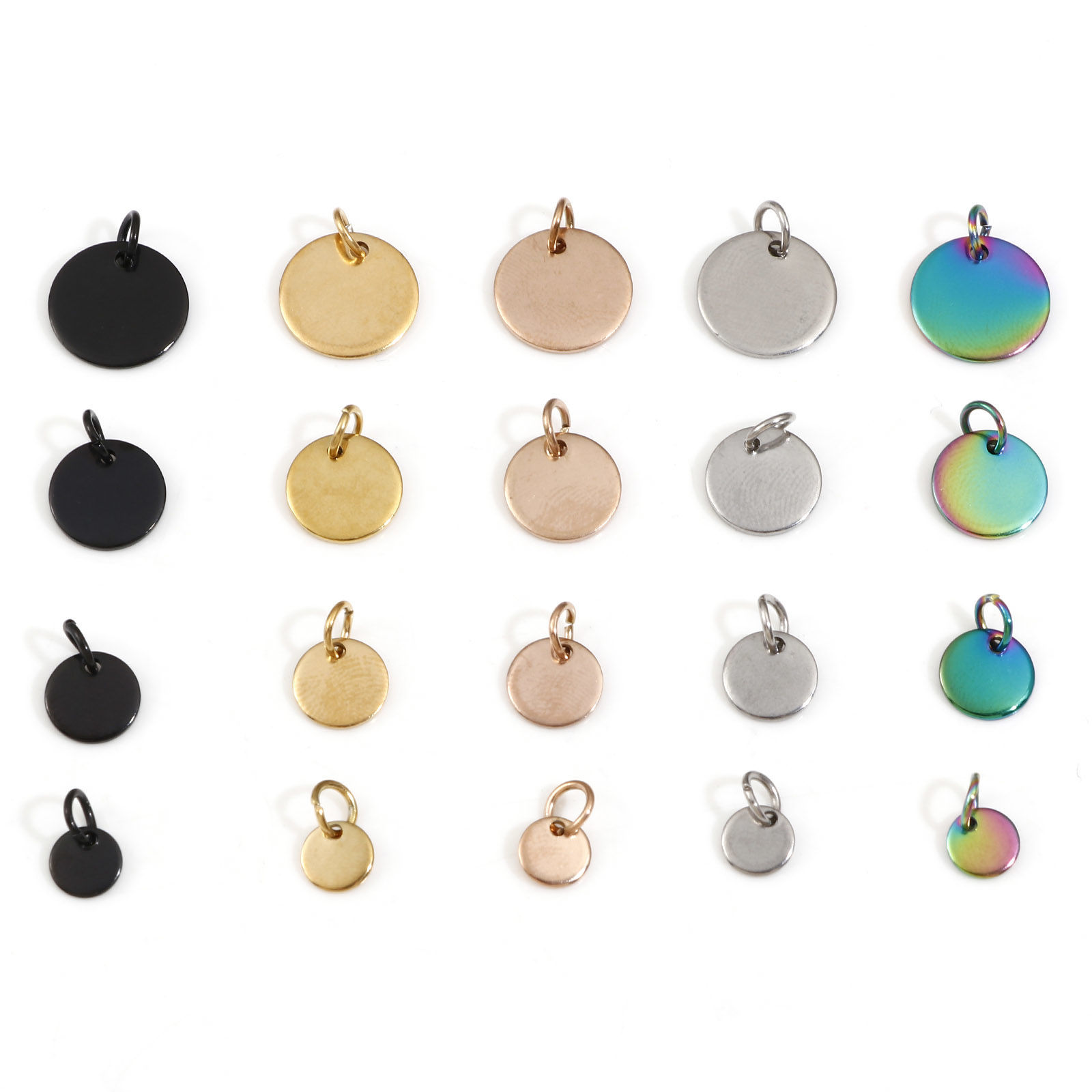 Picture of 304 Stainless Steel Blank Stamping Tags Charms Round Roller Burnishing