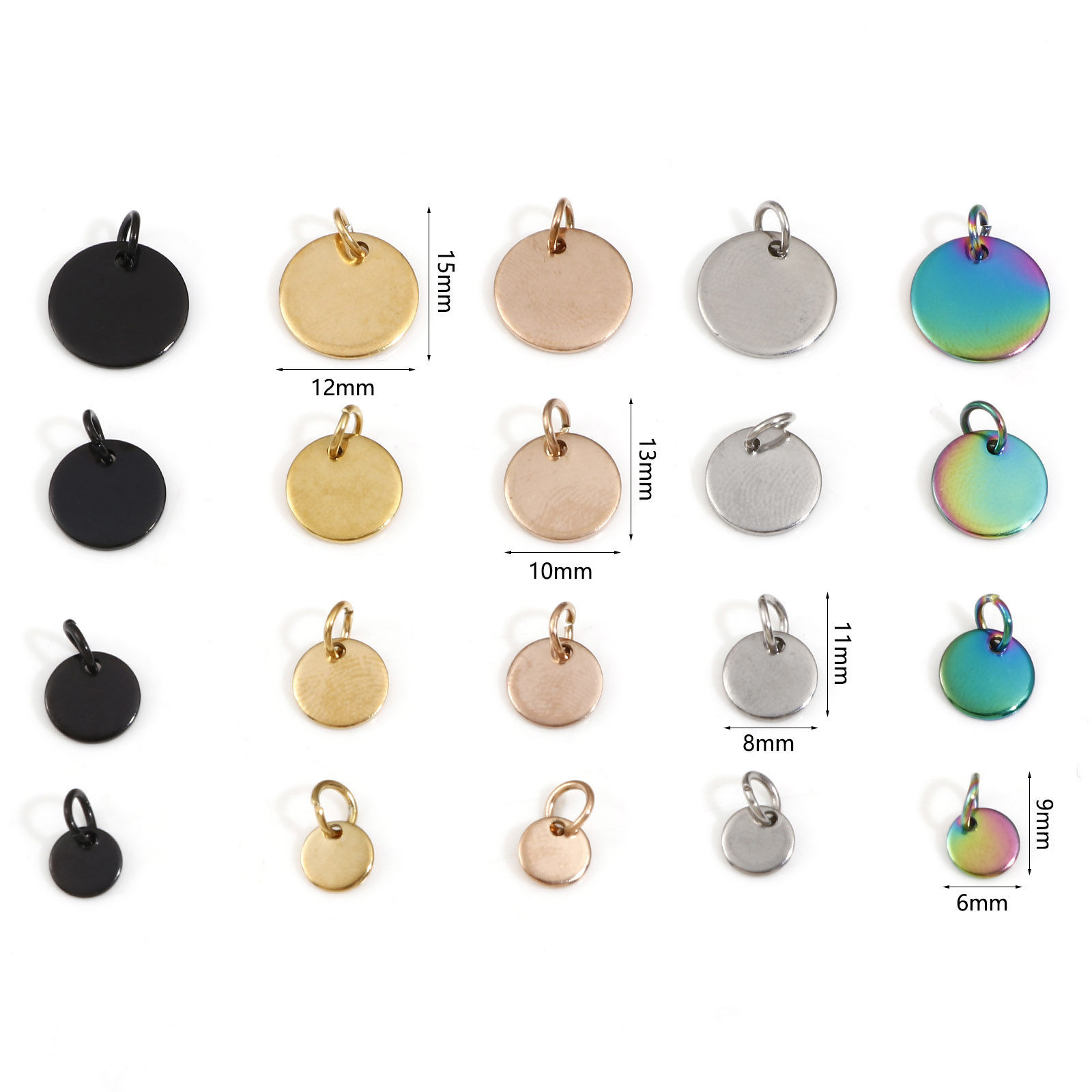 Picture of 304 Stainless Steel Blank Stamping Tags Charms Round Roller Burnishing