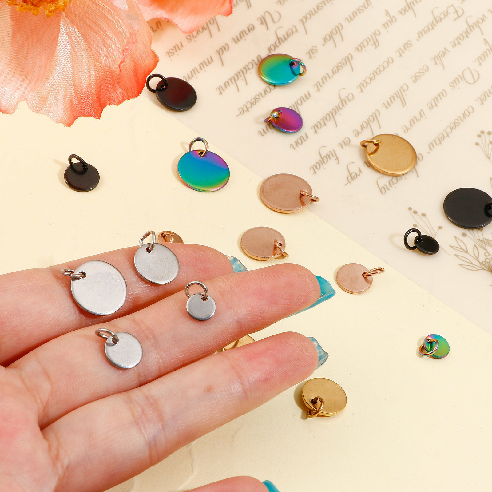 Picture of 304 Stainless Steel Blank Stamping Tags Charms Round Roller Burnishing