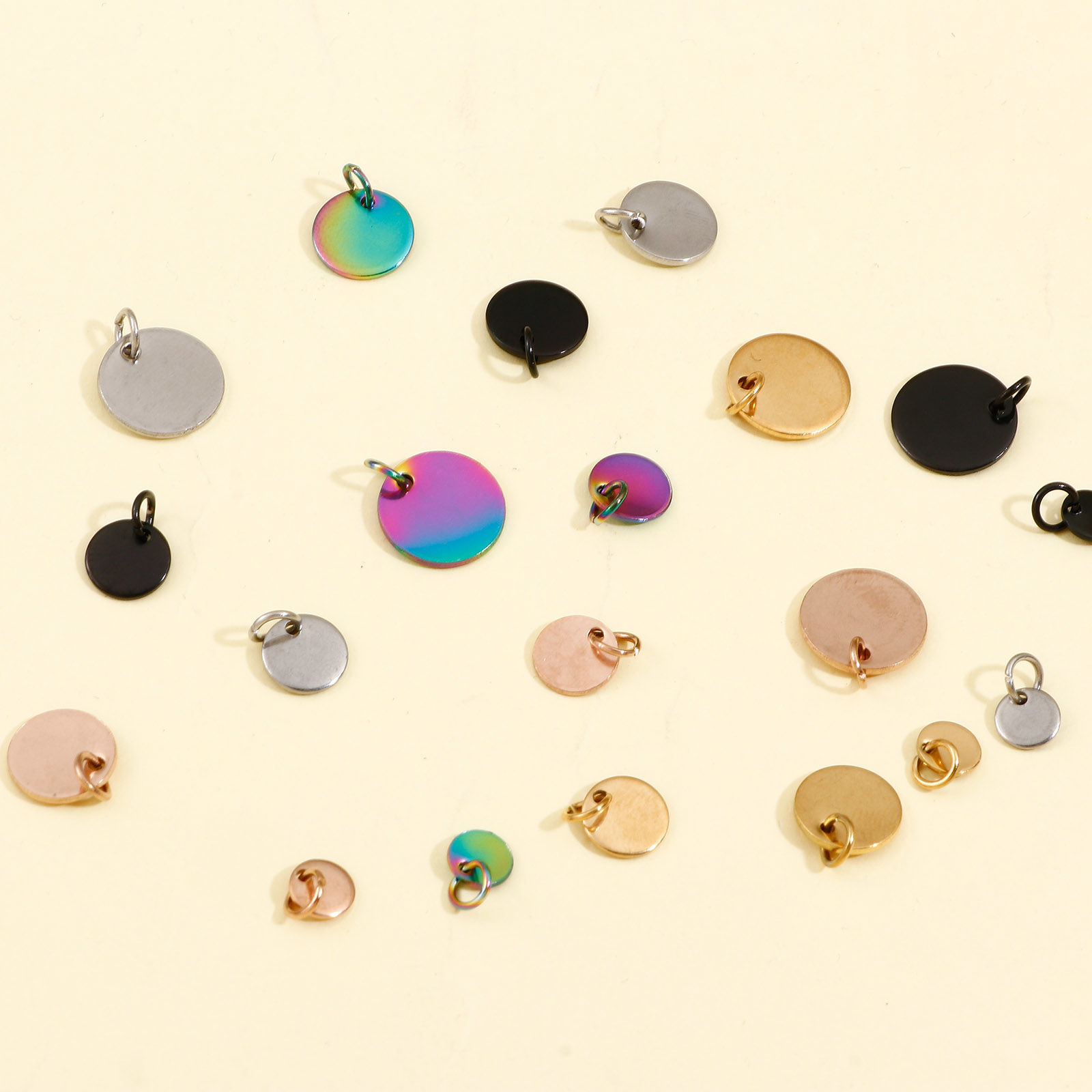 Picture of 304 Stainless Steel Blank Stamping Tags Charms Round Roller Burnishing