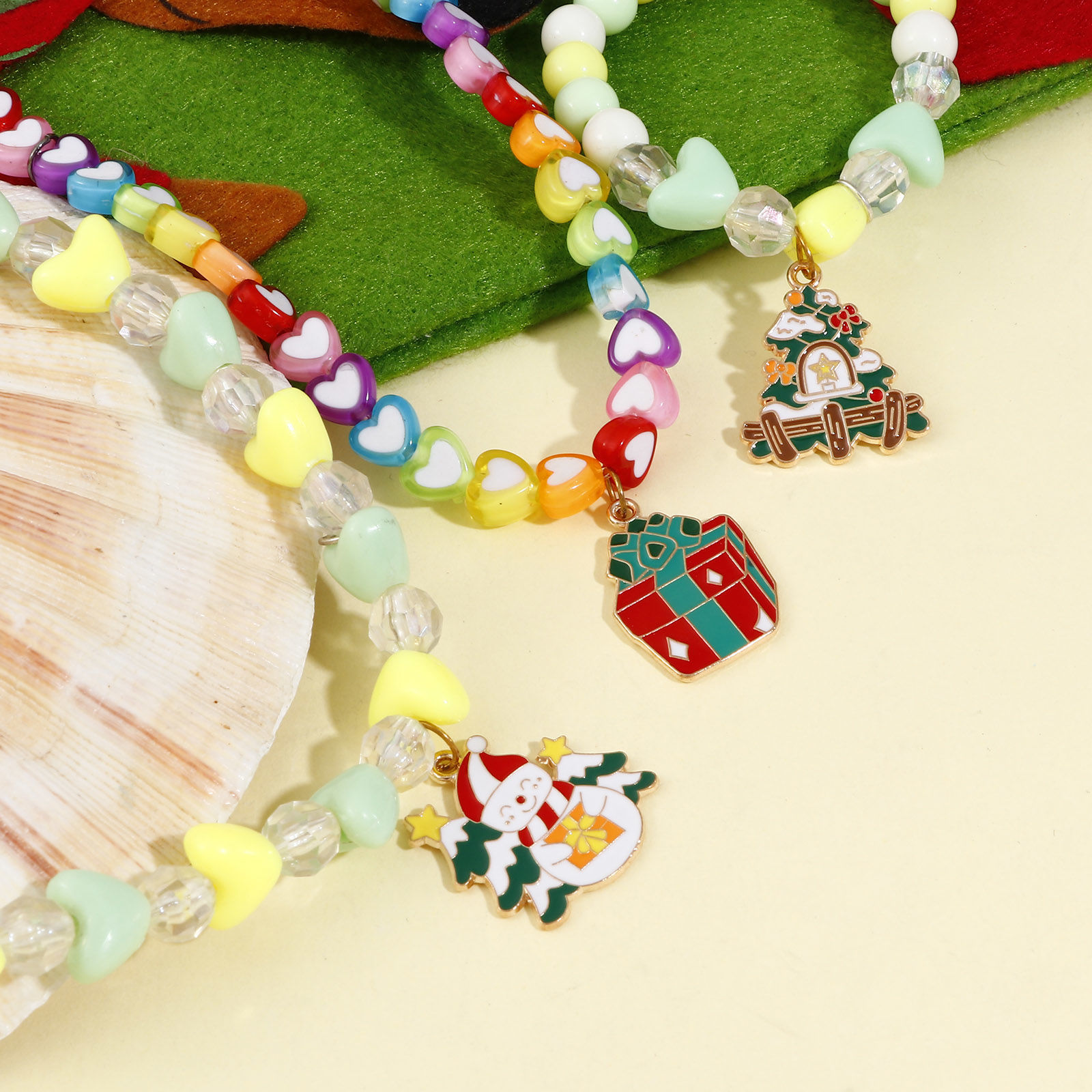 Bild von Zinklegierung Weihnachten Charms Vergoldet Bunt Emaille 10 Stück