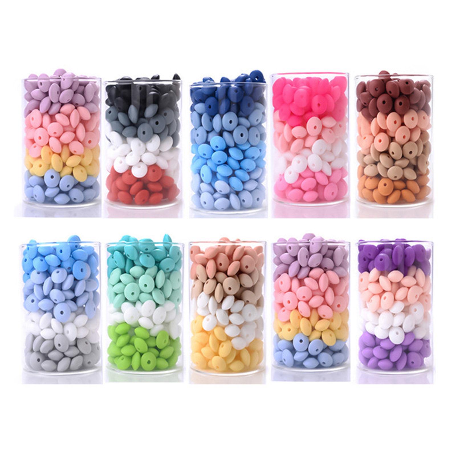 Imagen de Silicone Spacer Beads For DIY Jewelry Making Abacus Multicolor About 12mm Dia, Hole: Approx 2mm, 1 Packet