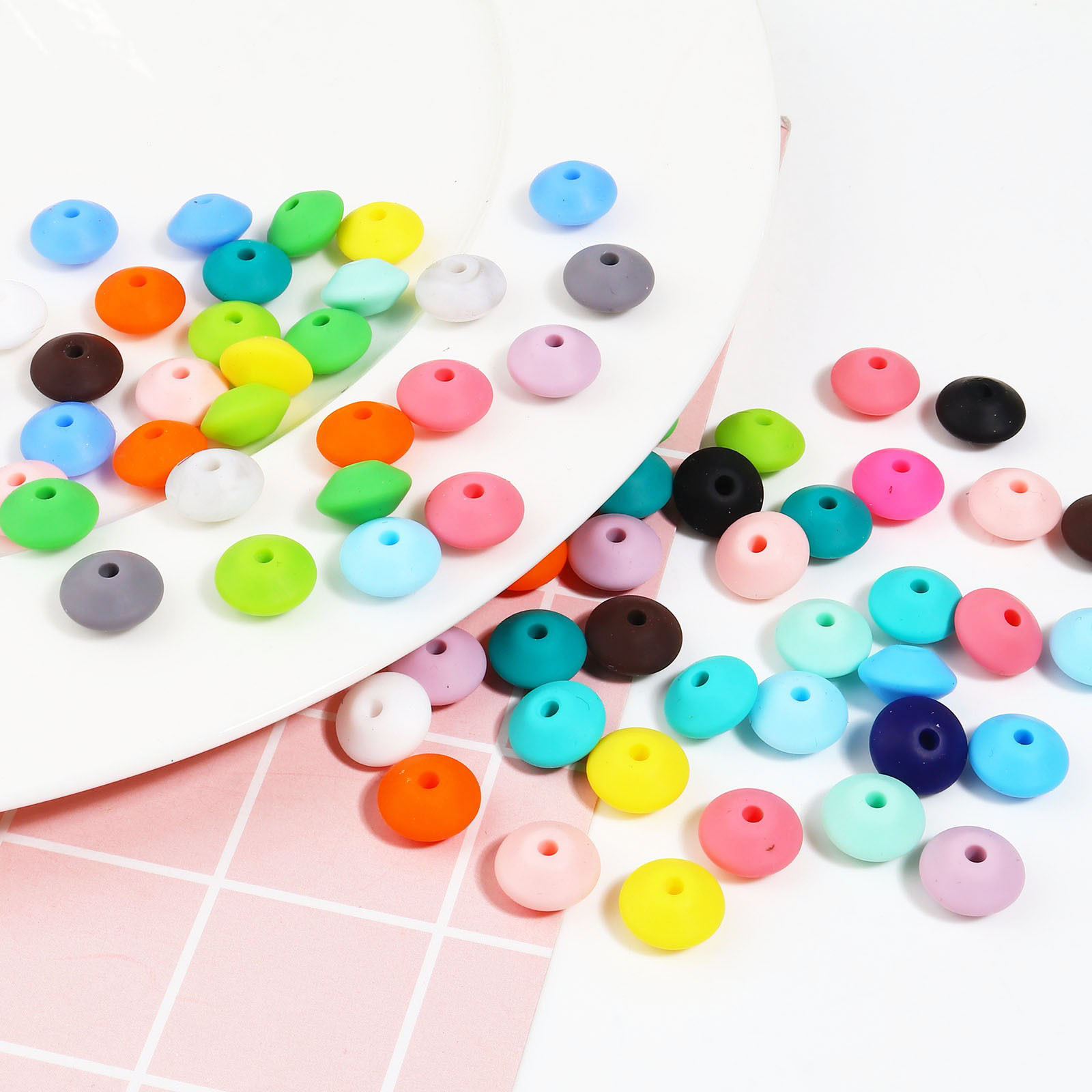 Imagen de Silicone Spacer Beads For DIY Jewelry Making Abacus Multicolor About 12mm Dia, Hole: Approx 2mm, 1 Packet