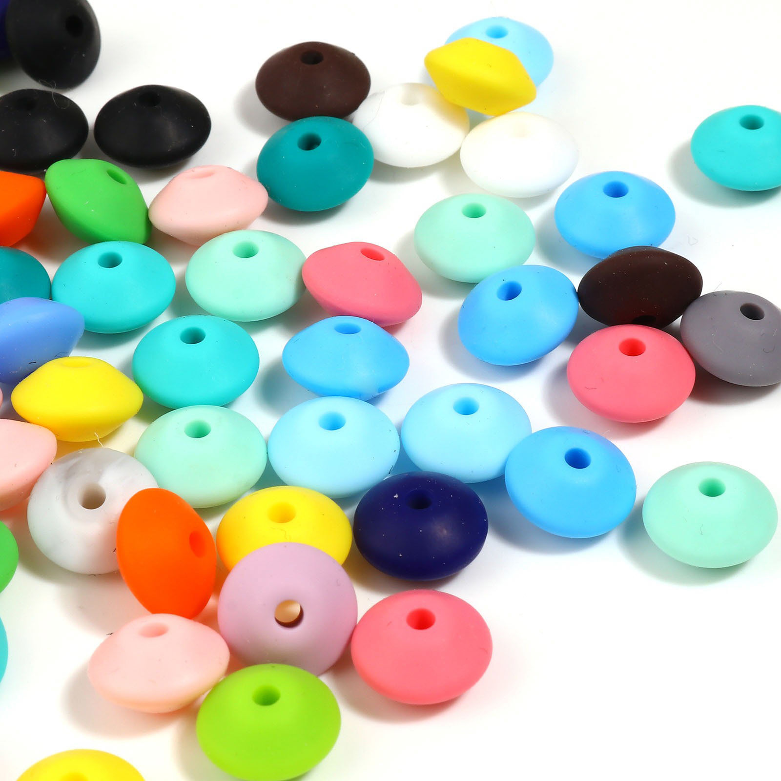Imagen de Silicone Spacer Beads For DIY Jewelry Making Abacus Multicolor About 12mm Dia, Hole: Approx 2mm, 1 Packet