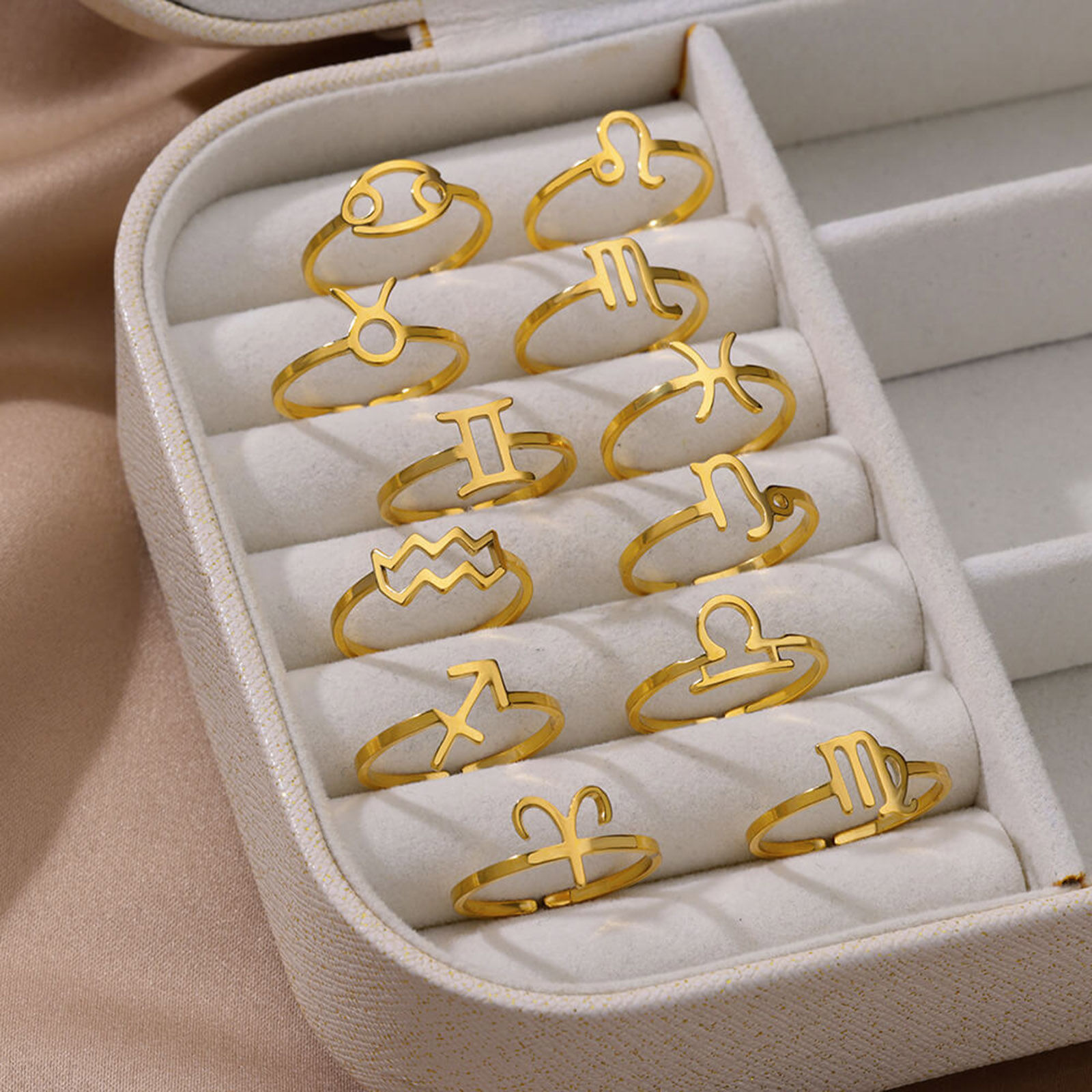 Picture of 304 Stainless Steel Open Adjustable Rings Gold Plated Constellation 18mm(US Size 7.75)