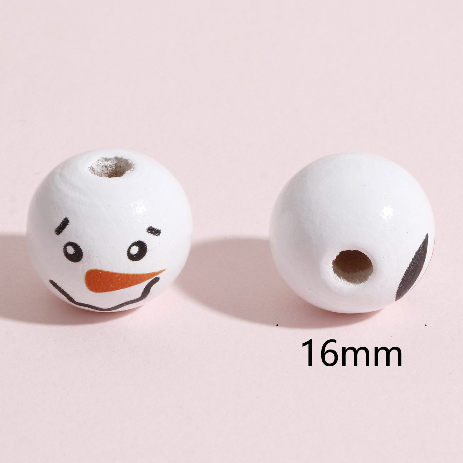 Изображение Деревянные Бисер для изготовления ювелирных украшений "Сделай сам Круглые, Случайный смешанный цвет Рождество 16мм диаметр, Отверстие:примерно 3.5мм, 1 Пакет (примерно 10 ШТ)