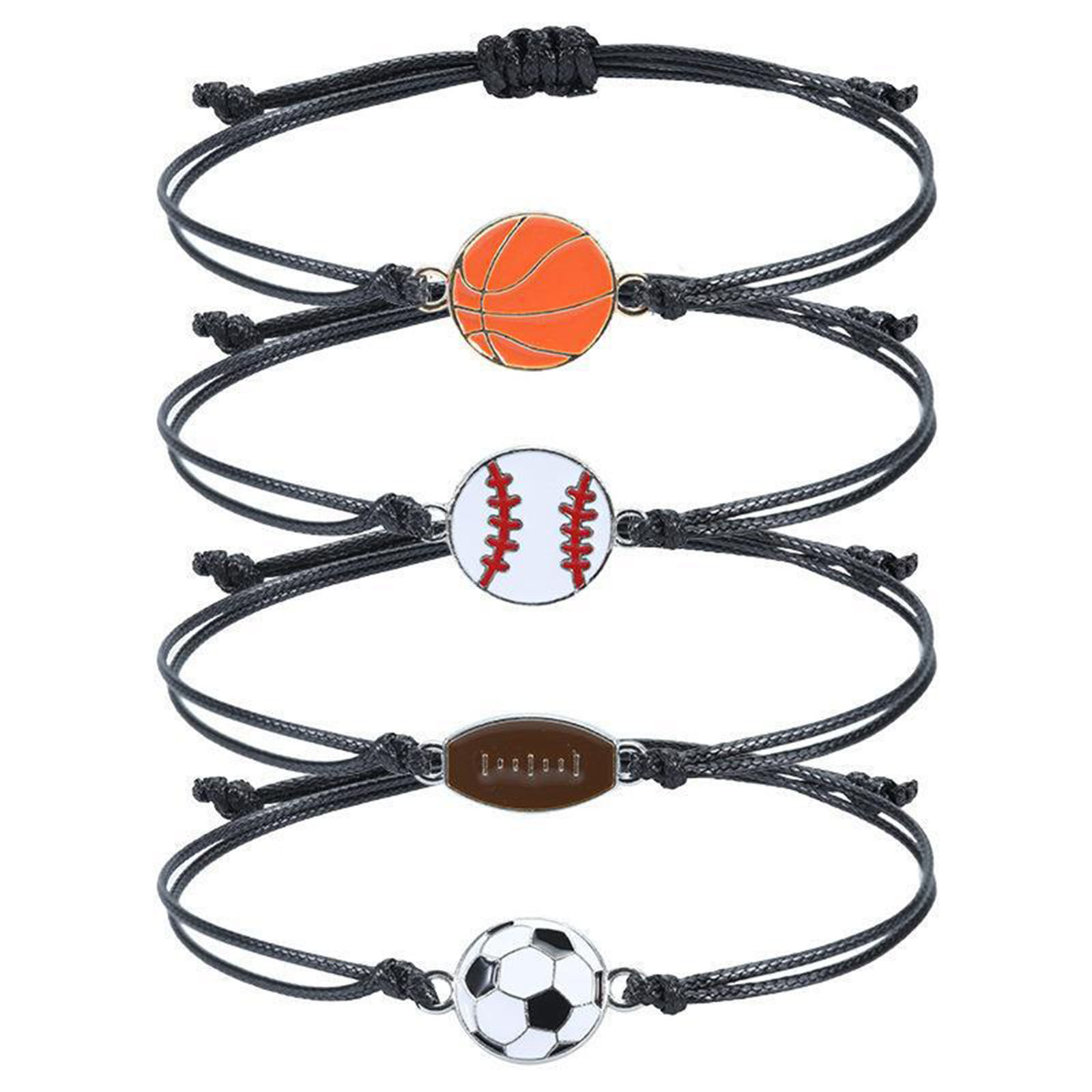 Imagen de Deporte Pulseras de la Amistad Ola Negro Fútbol Baloncesto Ajustable 1 Unidad