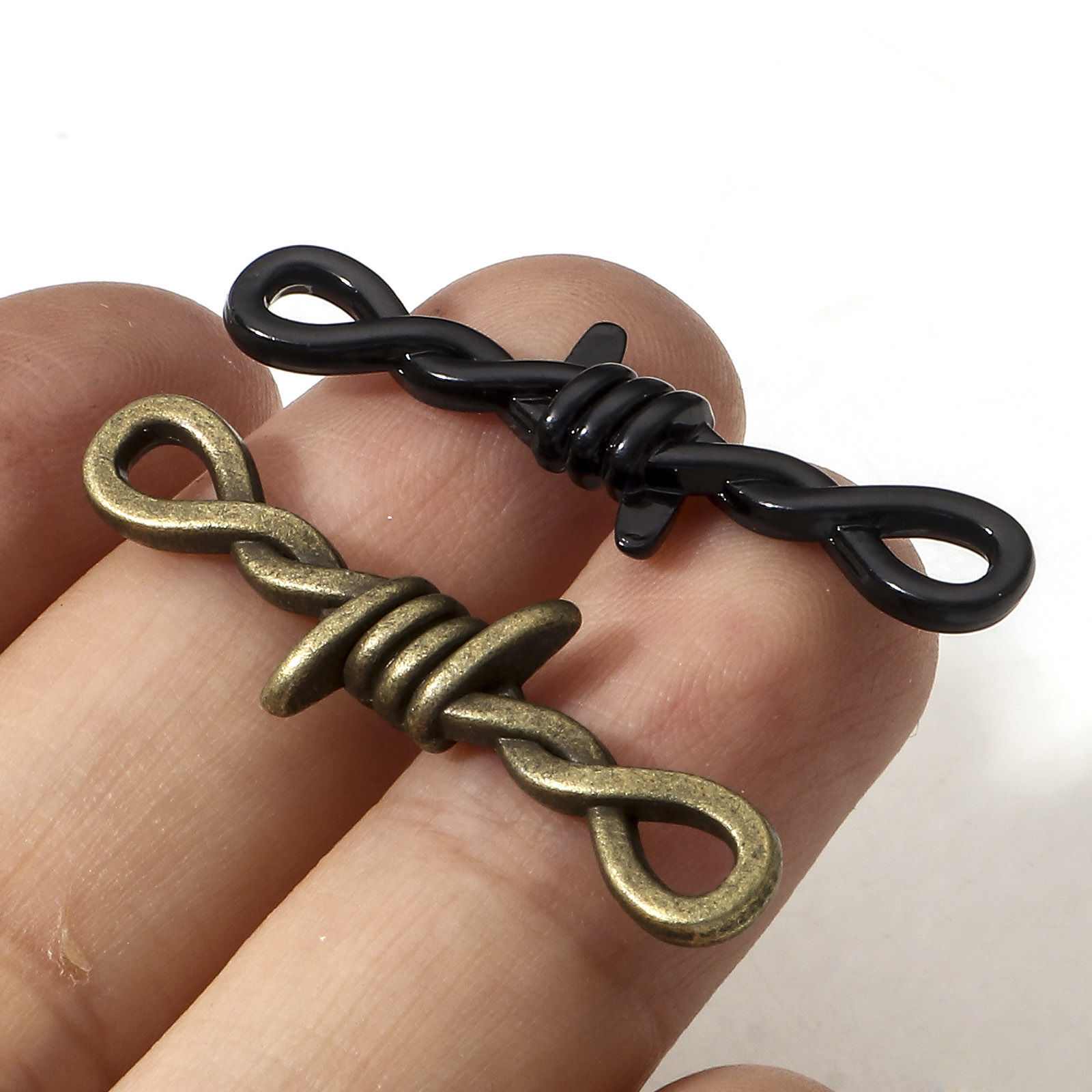 Picture of Zinc Based Alloy Gothic Connectors Charms Pendants Multicolor Thorns Infinity Symbol 3.4cm x 1cm