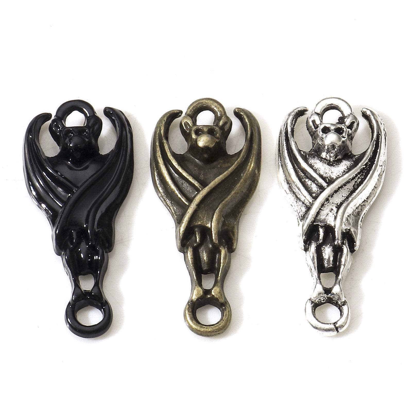 Изображение Цинковый Сплав Хэллоуин Соединители Подвески Подвески фурнитуры Хэллоуин Летучая мышь Разноцветный 21мм x 9мм, 50 ШТ