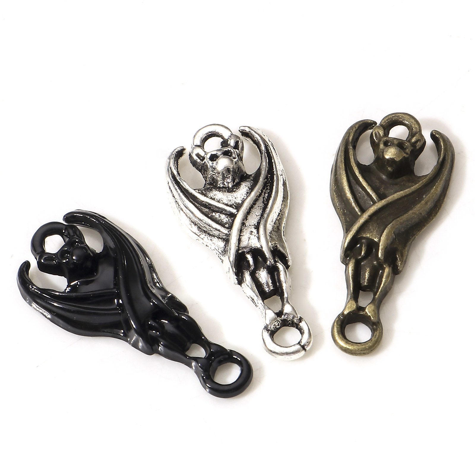 Изображение Цинковый Сплав Хэллоуин Соединители Подвески Подвески фурнитуры Хэллоуин Летучая мышь Разноцветный 21мм x 9мм, 50 ШТ