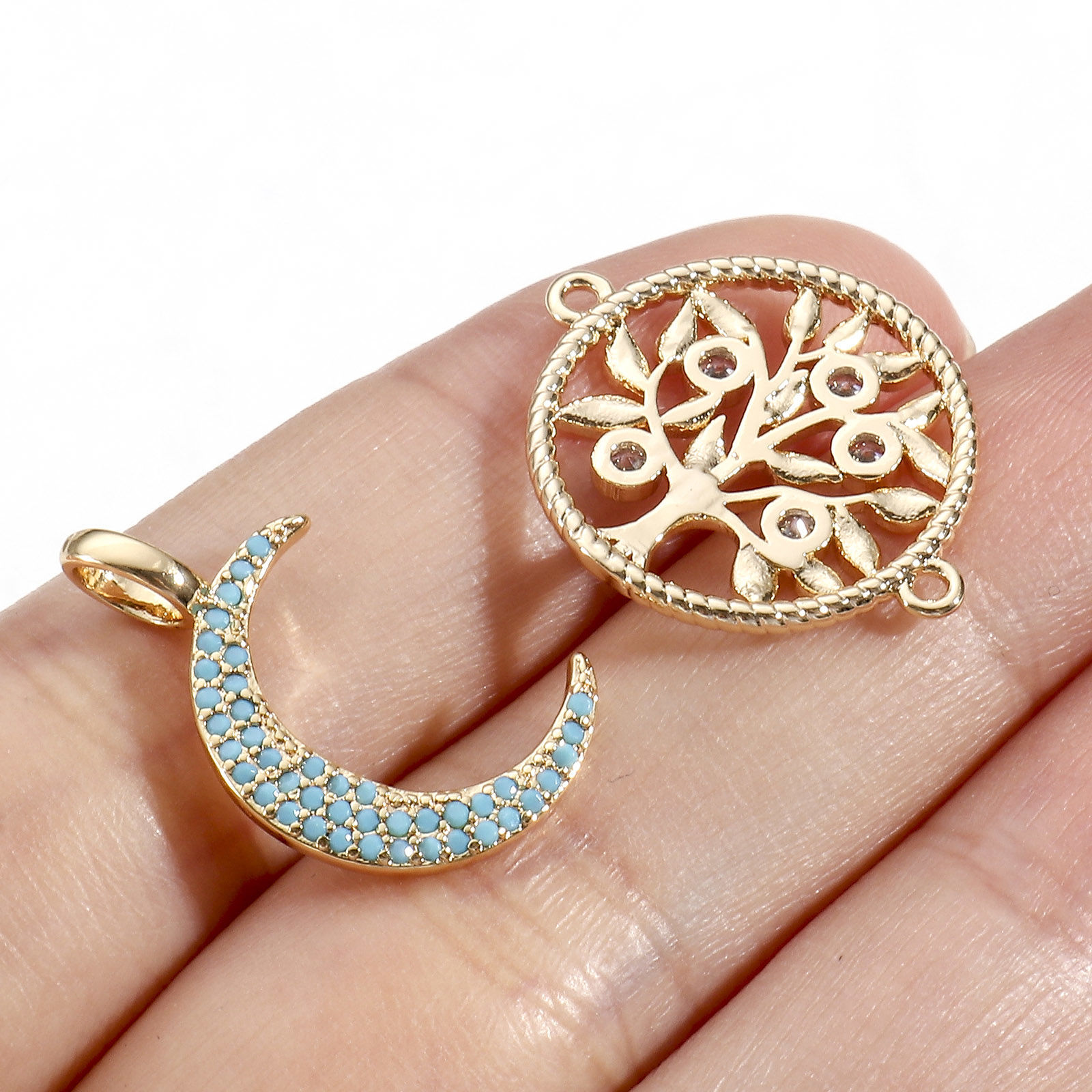 Изображение Латунь Подвески 18K настоящее золото с покрытием 2 ШТ