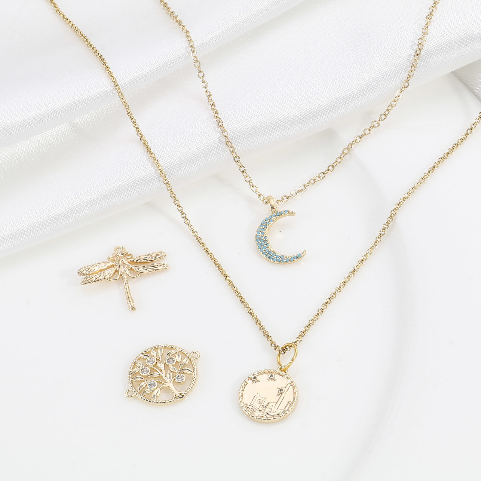 Изображение Латунь Подвески 18K настоящее золото с покрытием 2 ШТ