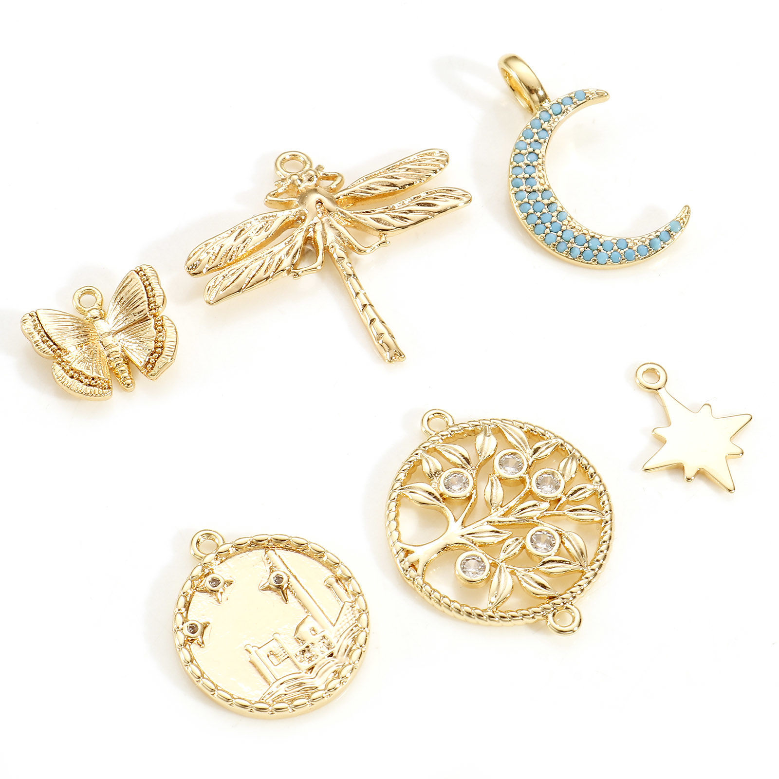 Изображение Латунь Подвески 18K настоящее золото с покрытием 2 ШТ