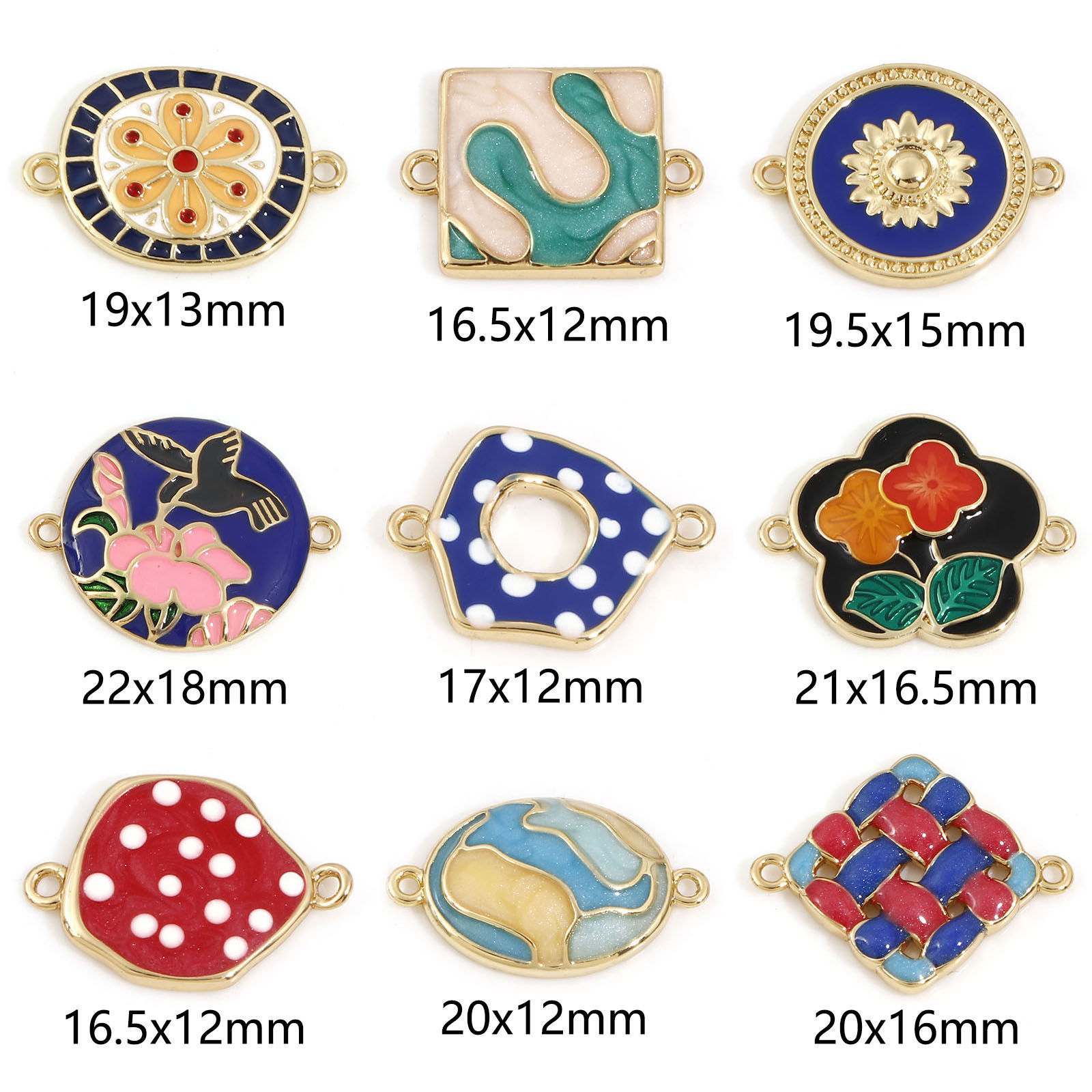 Picture of Brass Connectors Charms Pendants 18K Real Gold Plated Enamel