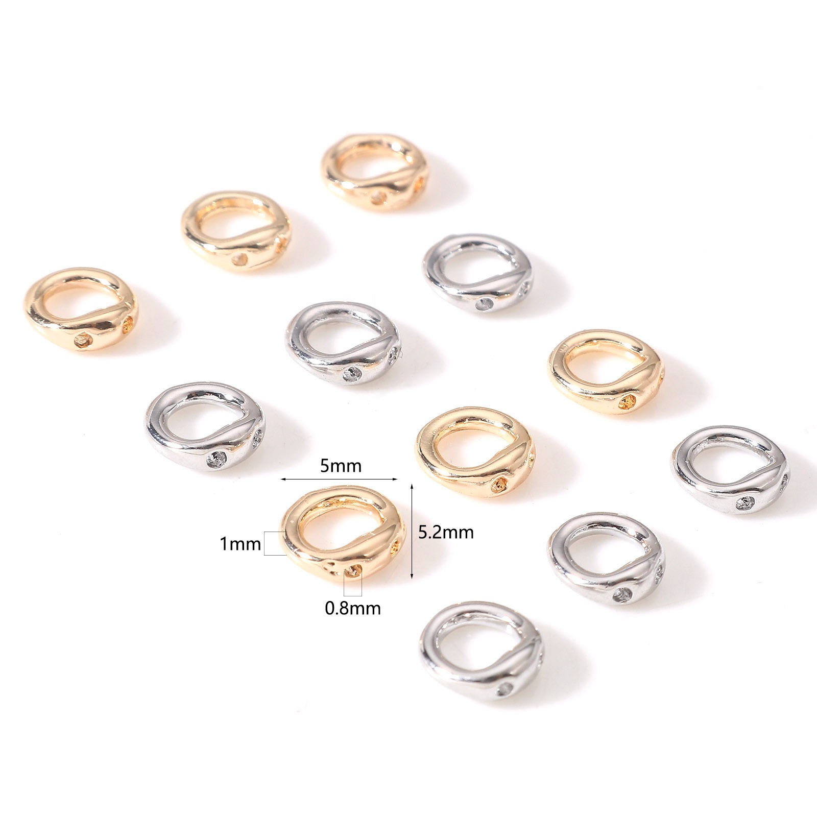 Imagen de Latón Protectores del Alambre Ronda Oro Real Chapado 5.2mm x 5mm, 10 Unidades