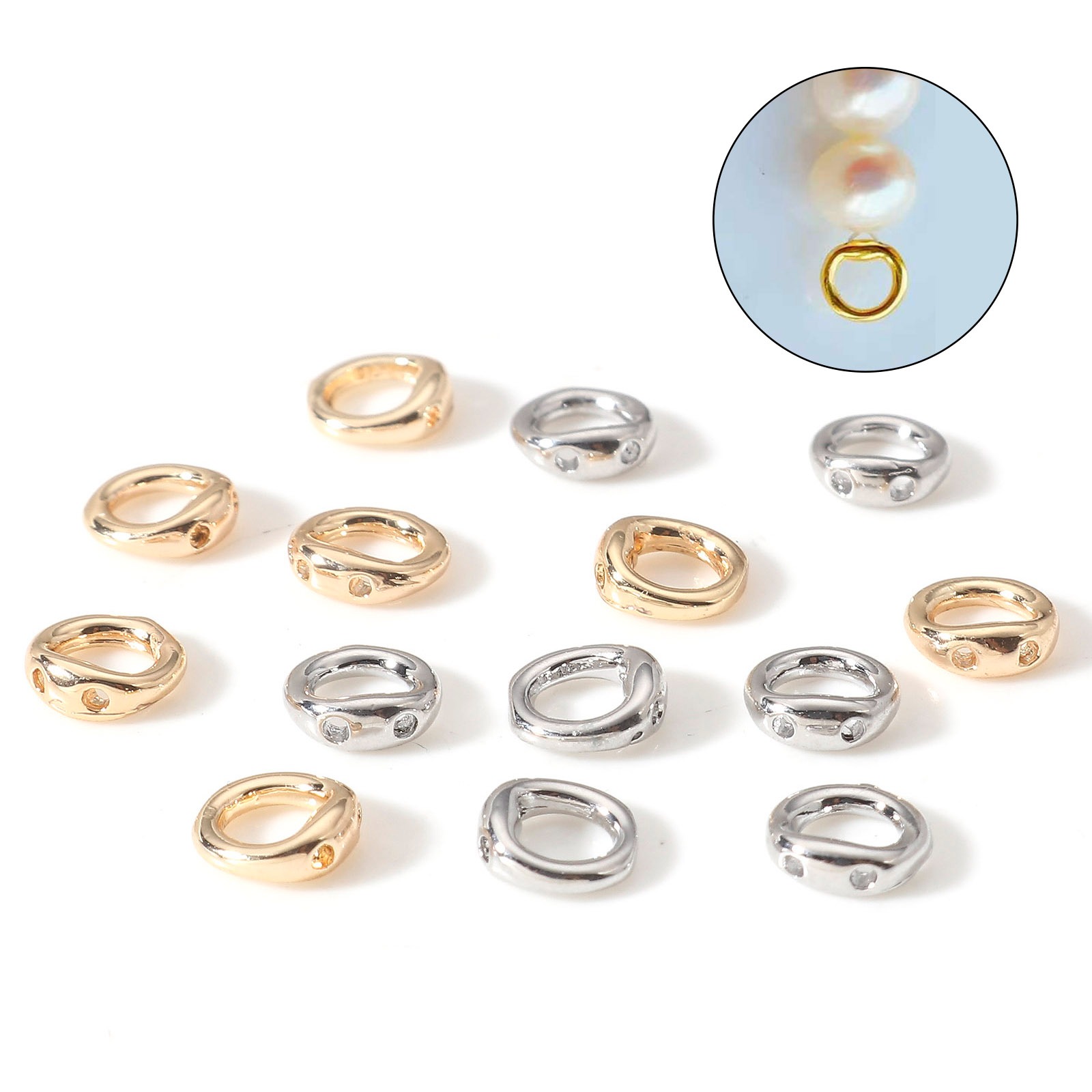 Imagen de Latón Protectores del Alambre Ronda Oro Real Chapado 5.2mm x 5mm, 10 Unidades