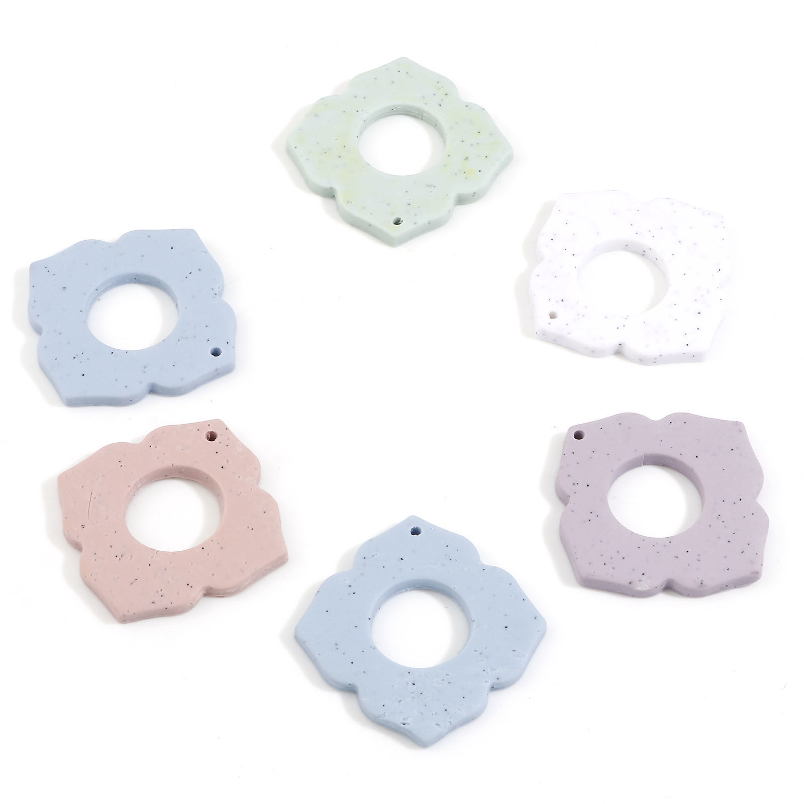 Picture of Polymer Clay Geometry Series Pendants Rhombus Multicolor Flower 4.1cm x 4.1cm