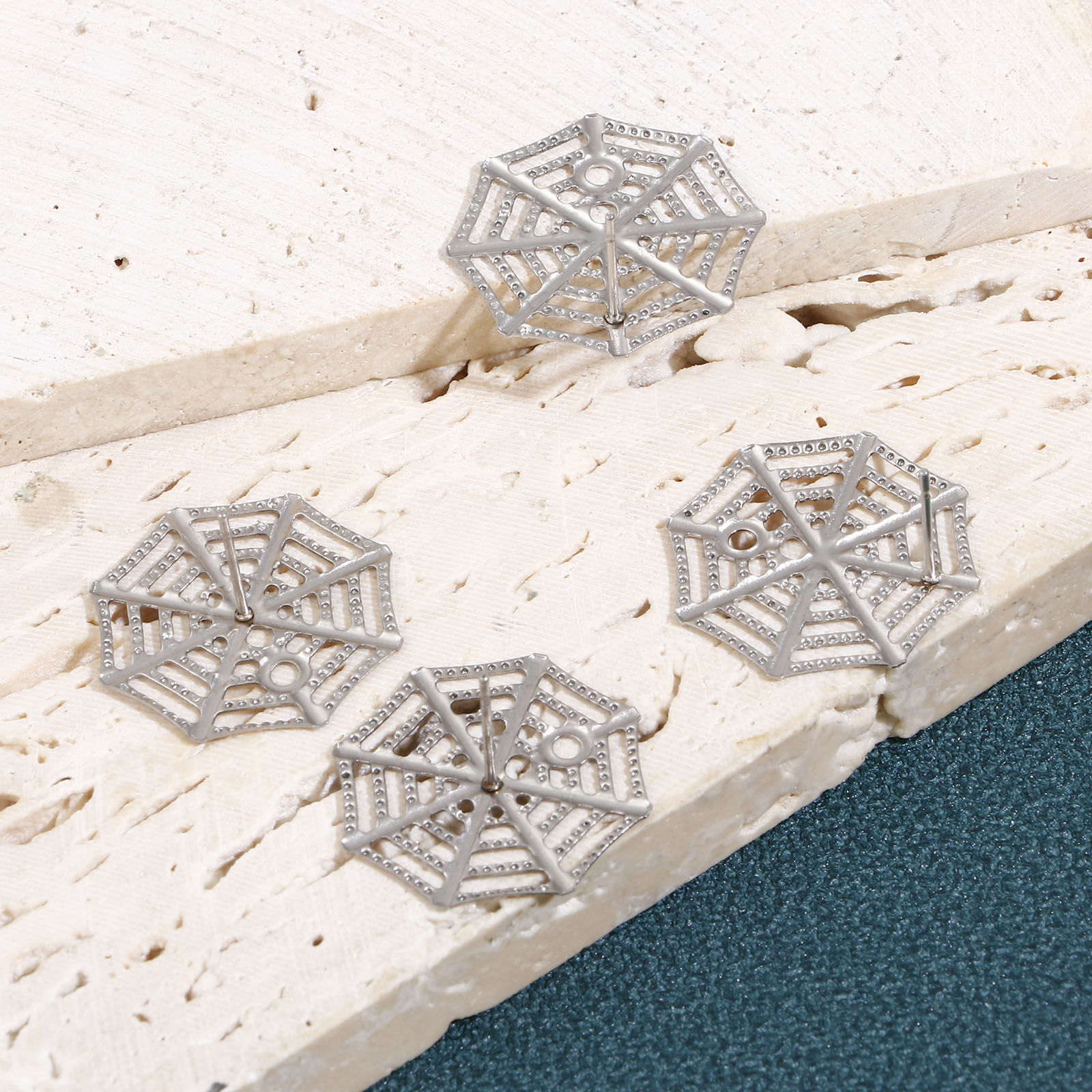 Imagen de 304 Acero Inoxidable Pendiente de Poste de Oreja para Accesorios de Fabricación de Joyas de Bricolaje Tono de Plata 22mm x 22mm, Post/ Wire Size: (21 gauge), 10 Unidades