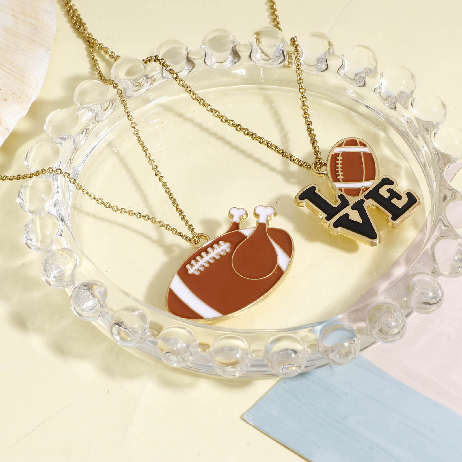 Picture of Zinc Based Alloy Sport Charms Gold Plated Multicolor Football Enamel