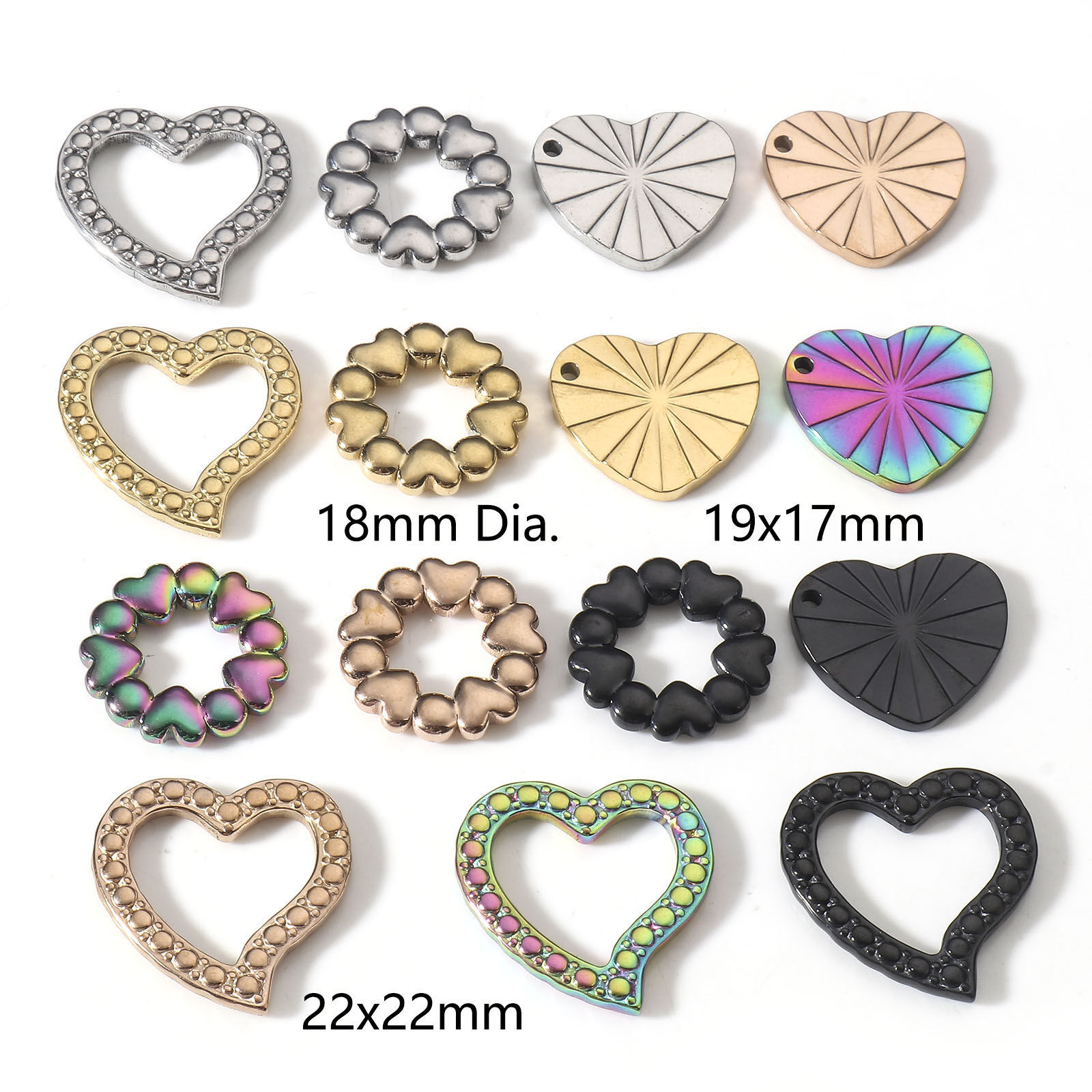 Picture of 304 Stainless Steel Valentine's Day Connectors Charms Pendants Round Heart