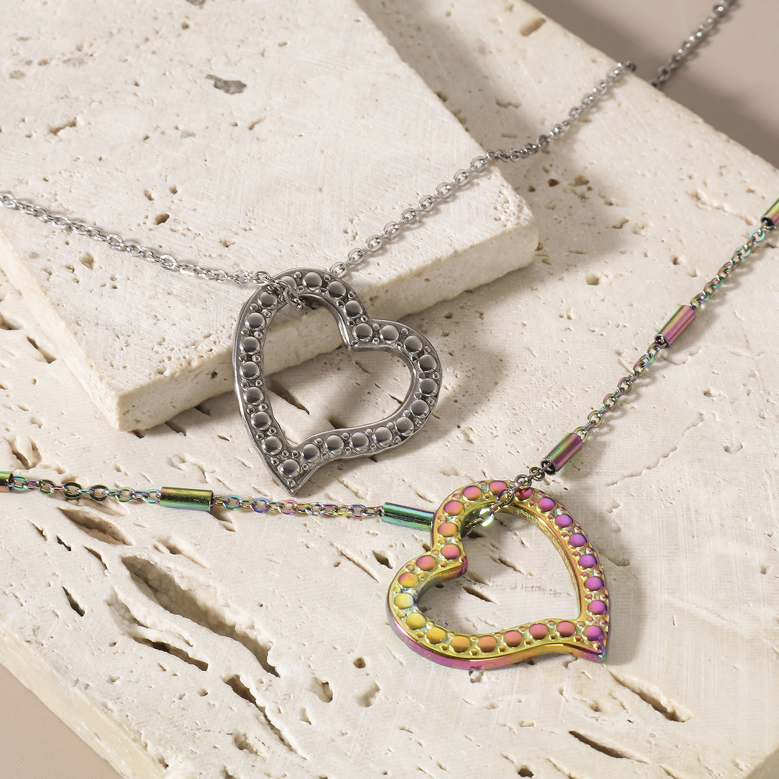 Picture of 304 Stainless Steel Valentine's Day Connectors Charms Pendants Round Heart