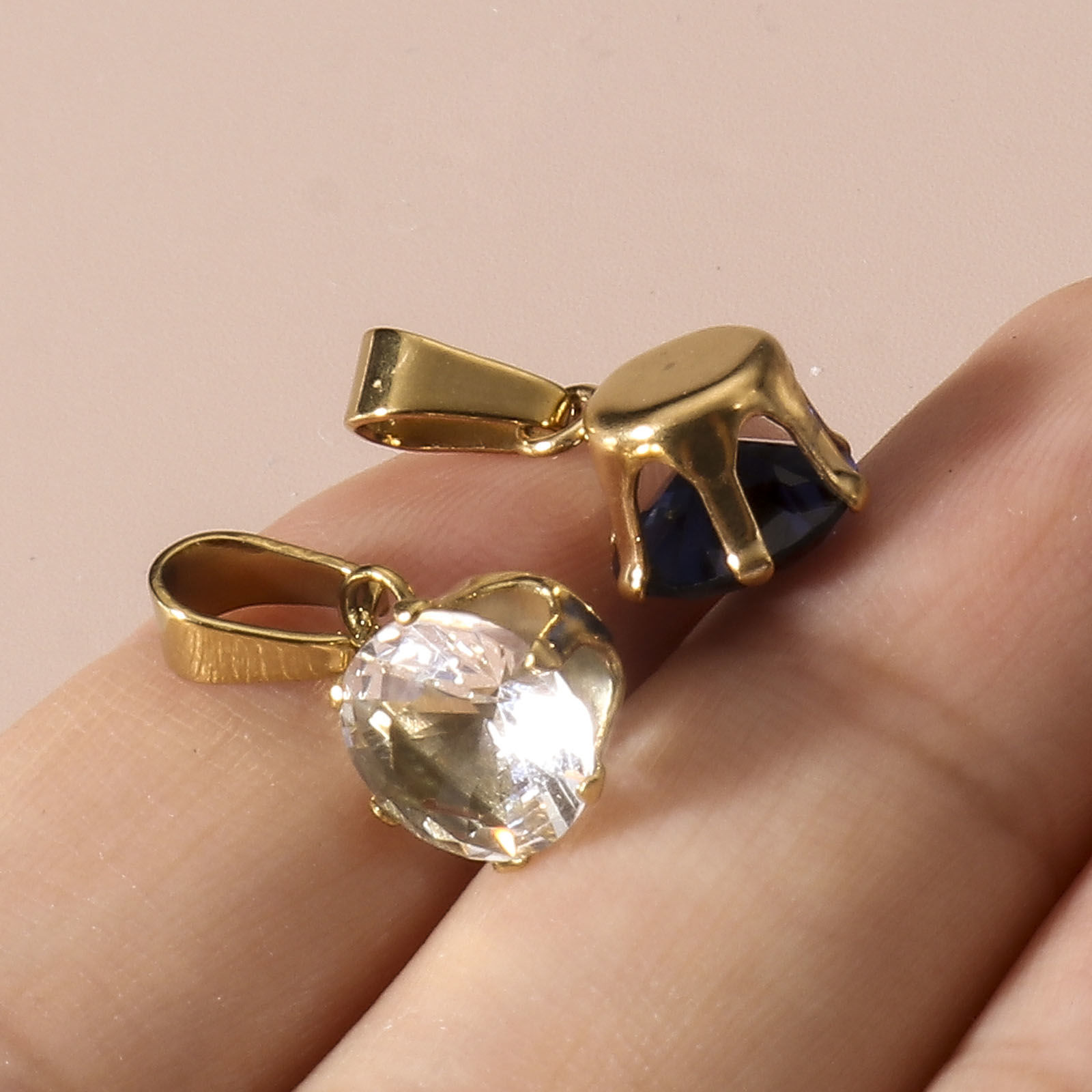 Imagen de 2 Unidades Enchapado al Vacío 304 Acero Inoxidable Colgantes Charms Ronda Chapado en Oro de 18K 17mm x 8mm