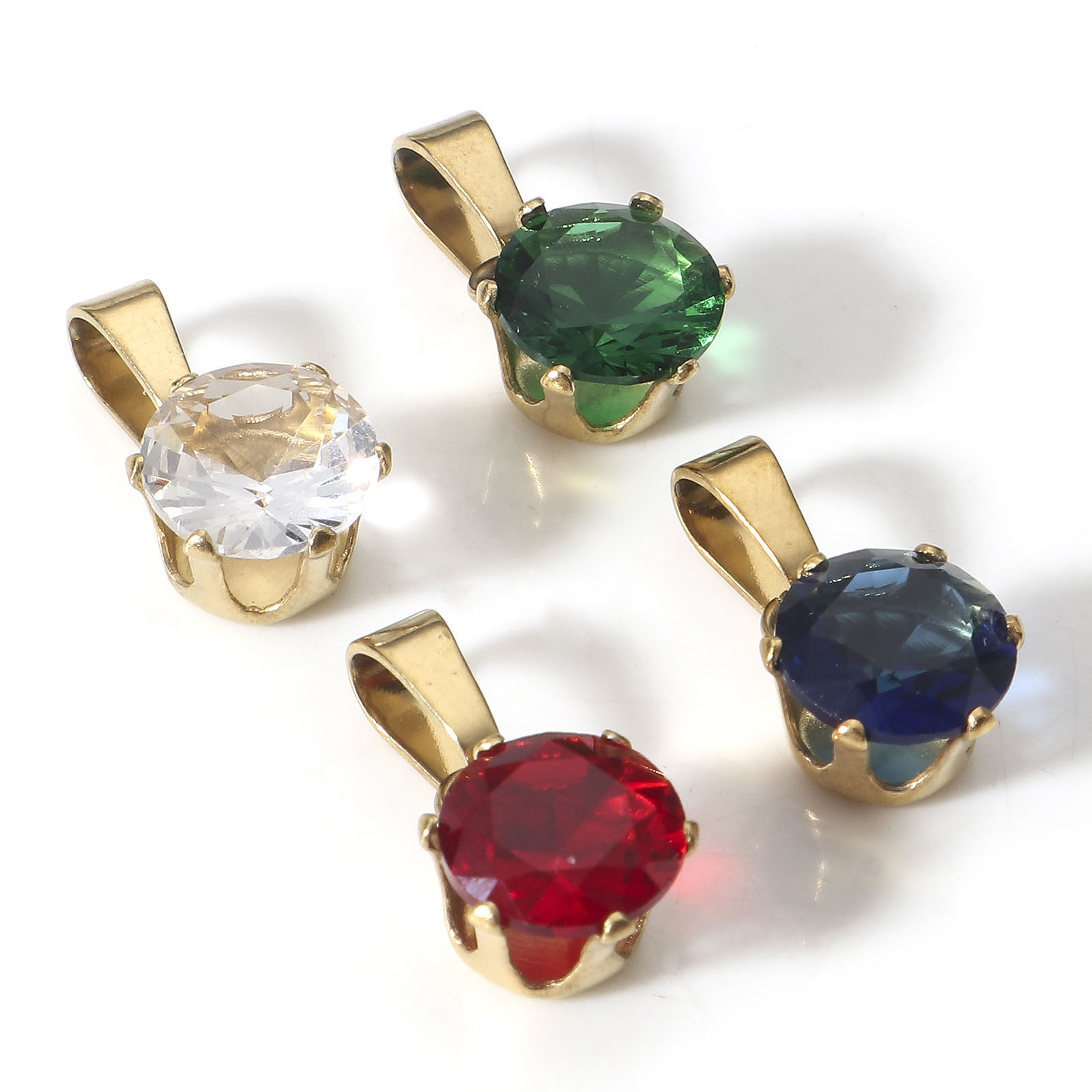 Imagen de 2 Unidades Enchapado al Vacío 304 Acero Inoxidable Colgantes Charms Ronda Chapado en Oro de 18K 17mm x 8mm