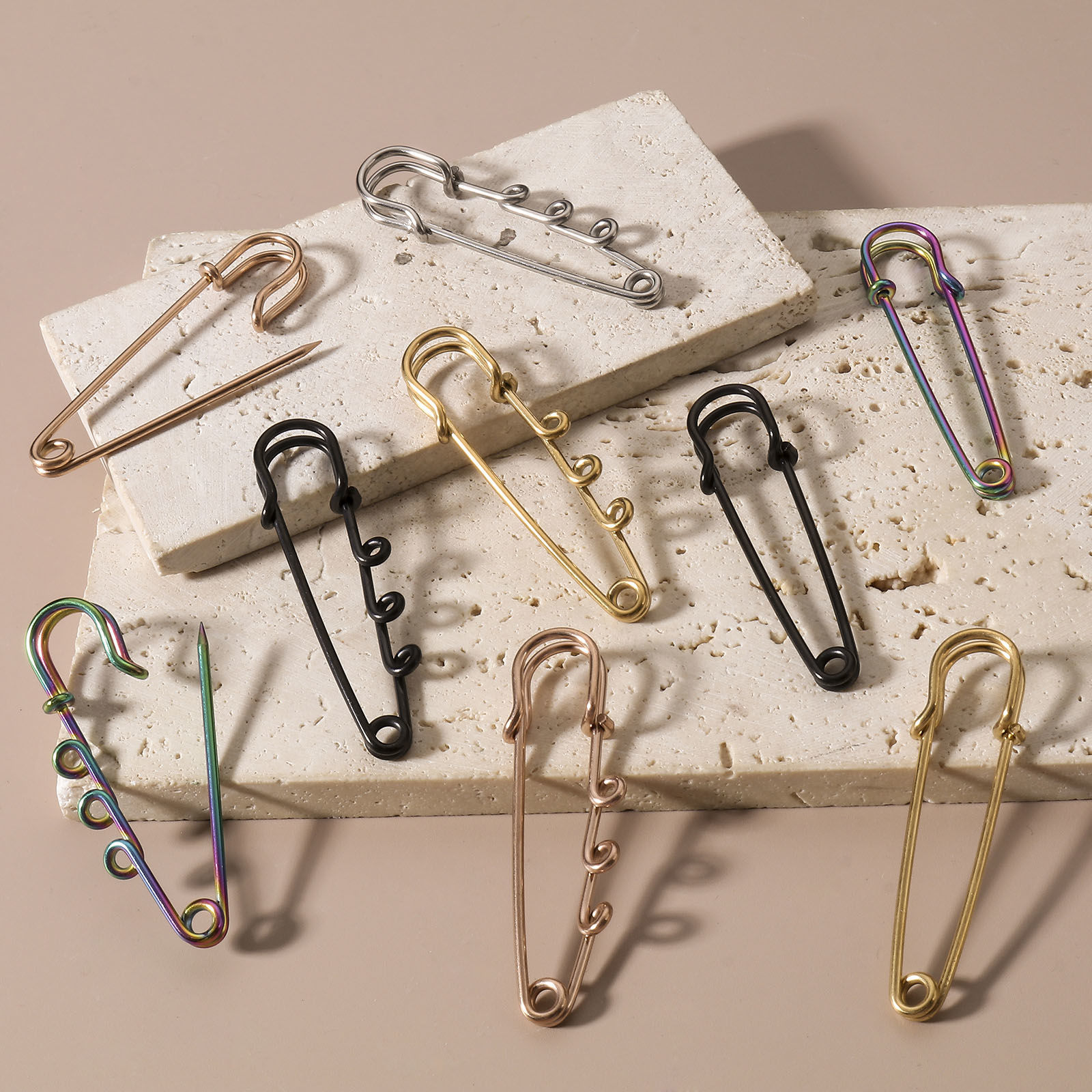 Picture of 304 Stainless Steel Safety Pin Brooches Multicolor