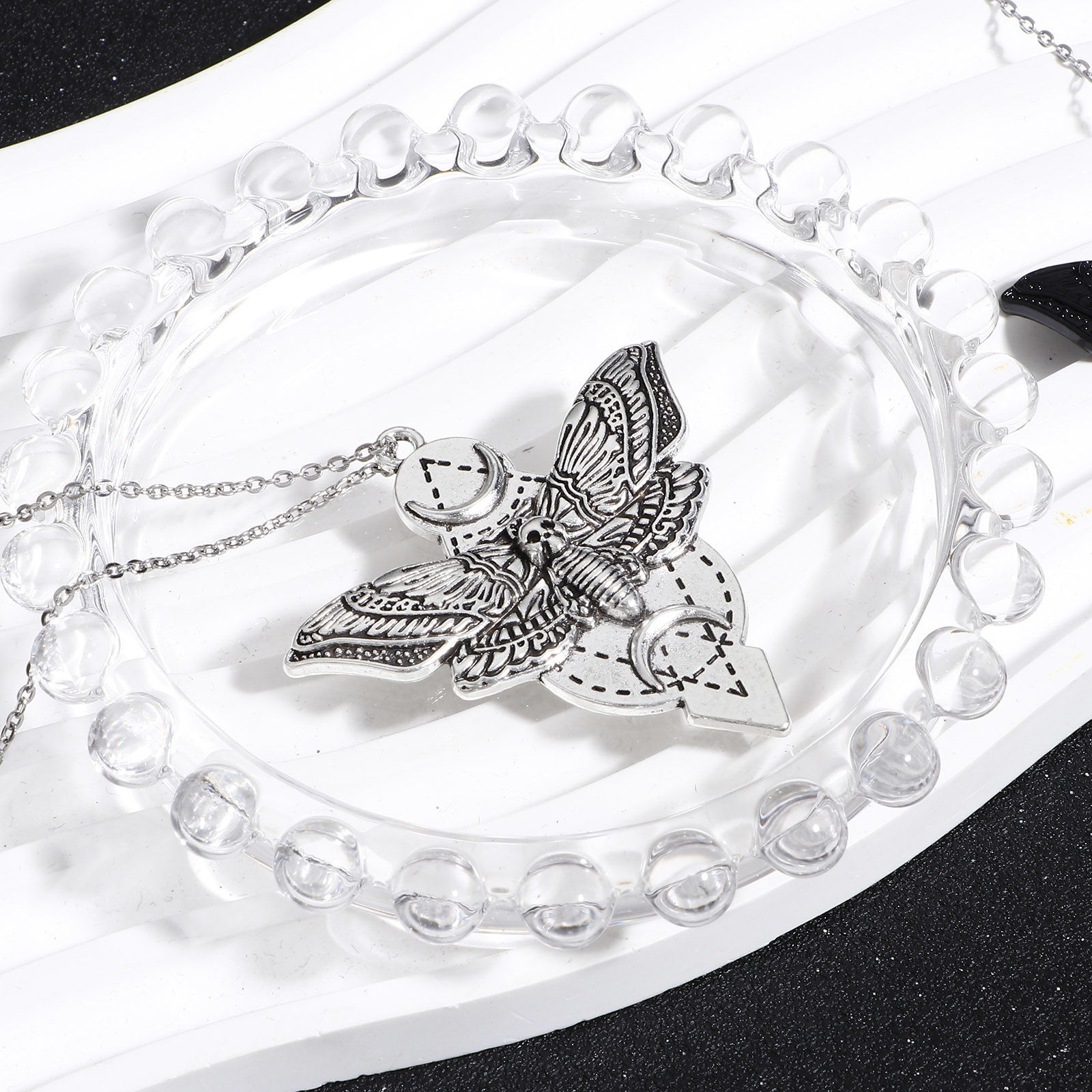 Picture of Zinc Based Alloy Halloween Pendants Multicolor Moth Skull 4.9cm x 4.8cm