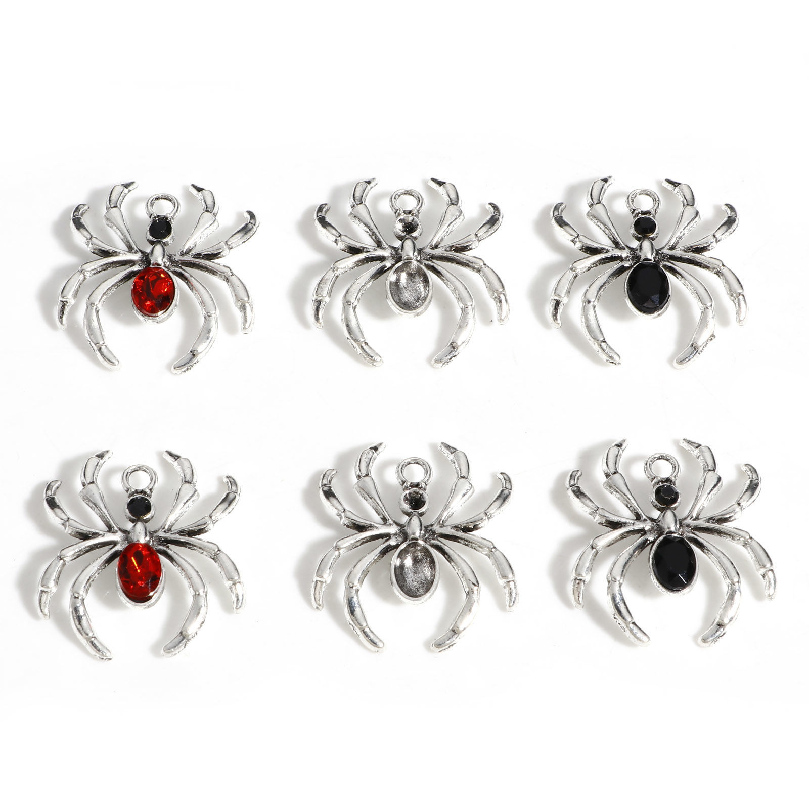 Picture of Zinc Based Alloy Halloween Charms Antique Silver Color Halloween Spider Animal 3.1cm x 2.8cm