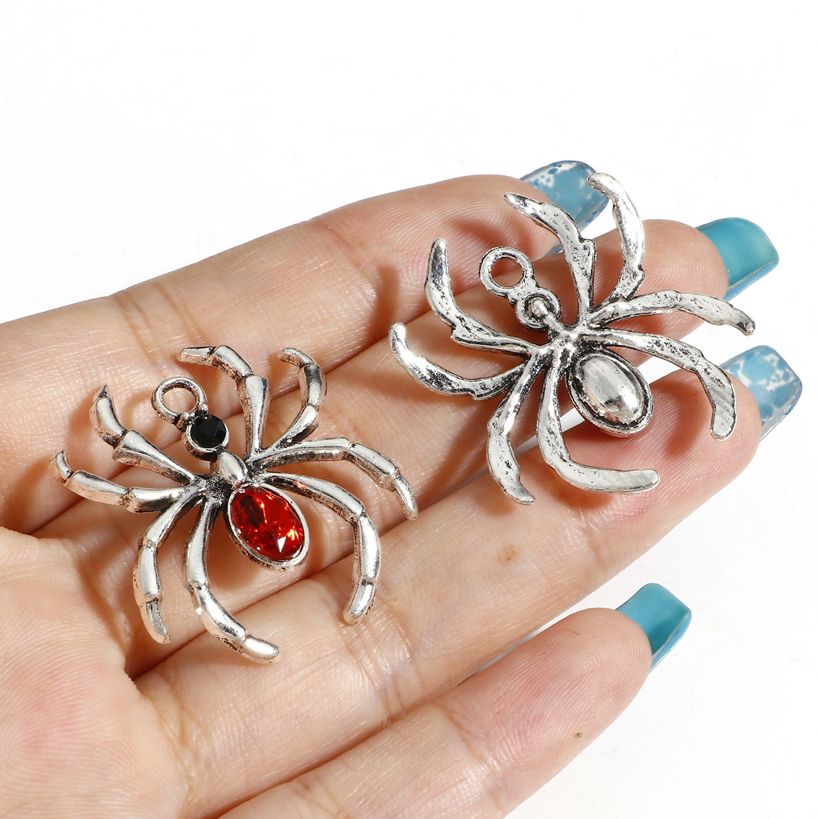 Picture of Zinc Based Alloy Halloween Charms Antique Silver Color Halloween Spider Animal 3.1cm x 2.8cm