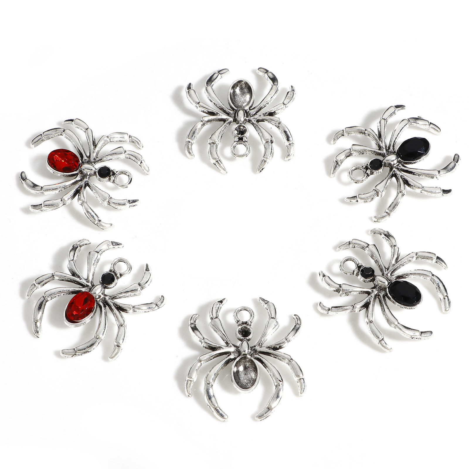 Picture of Zinc Based Alloy Halloween Charms Antique Silver Color Halloween Spider Animal 3.1cm x 2.8cm